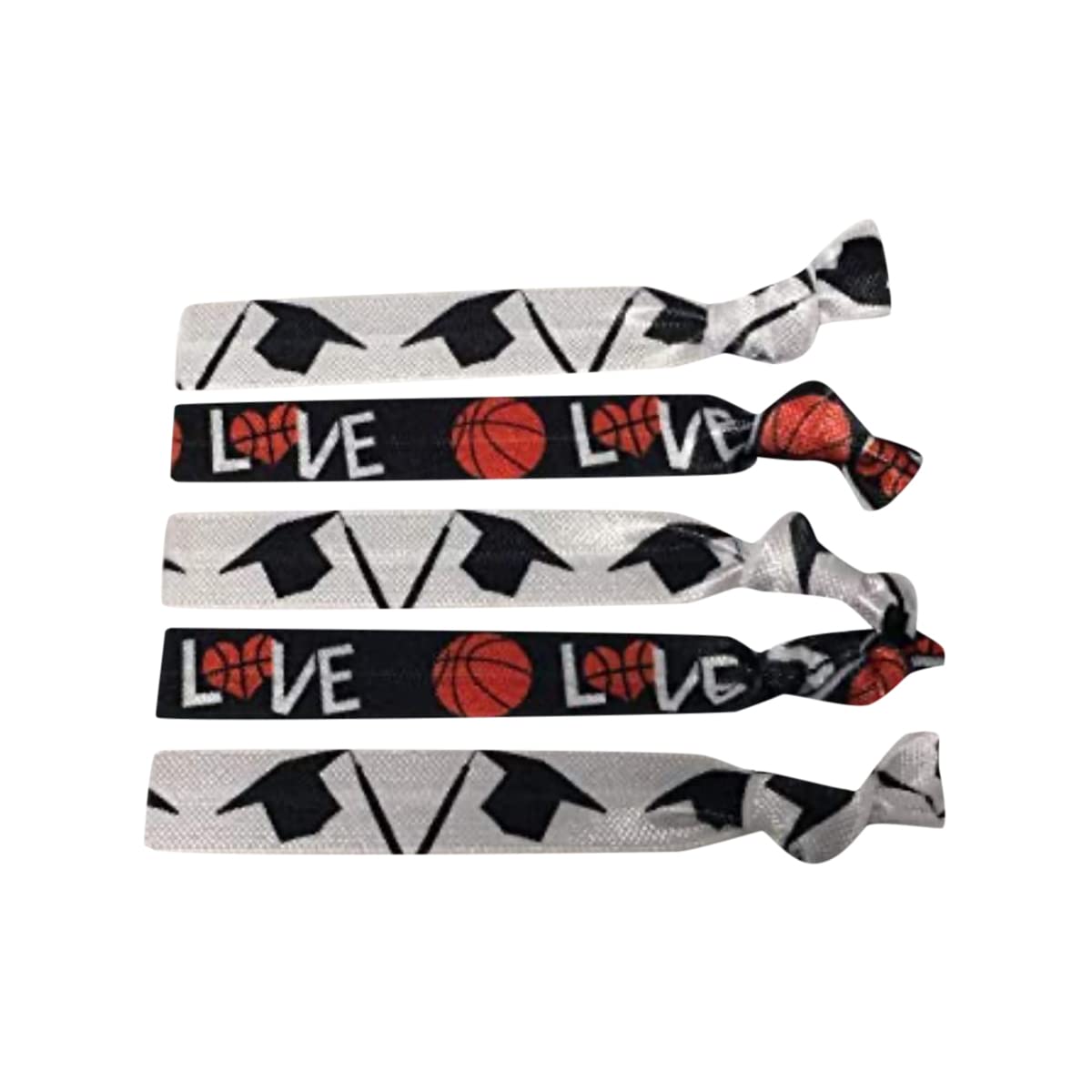 Graduation Basketball Hair Ties - No Crease Hair Elastics Set for Sports & School - Perfect for Graduation Parties, Basketball Games, and Daily Hairstyles