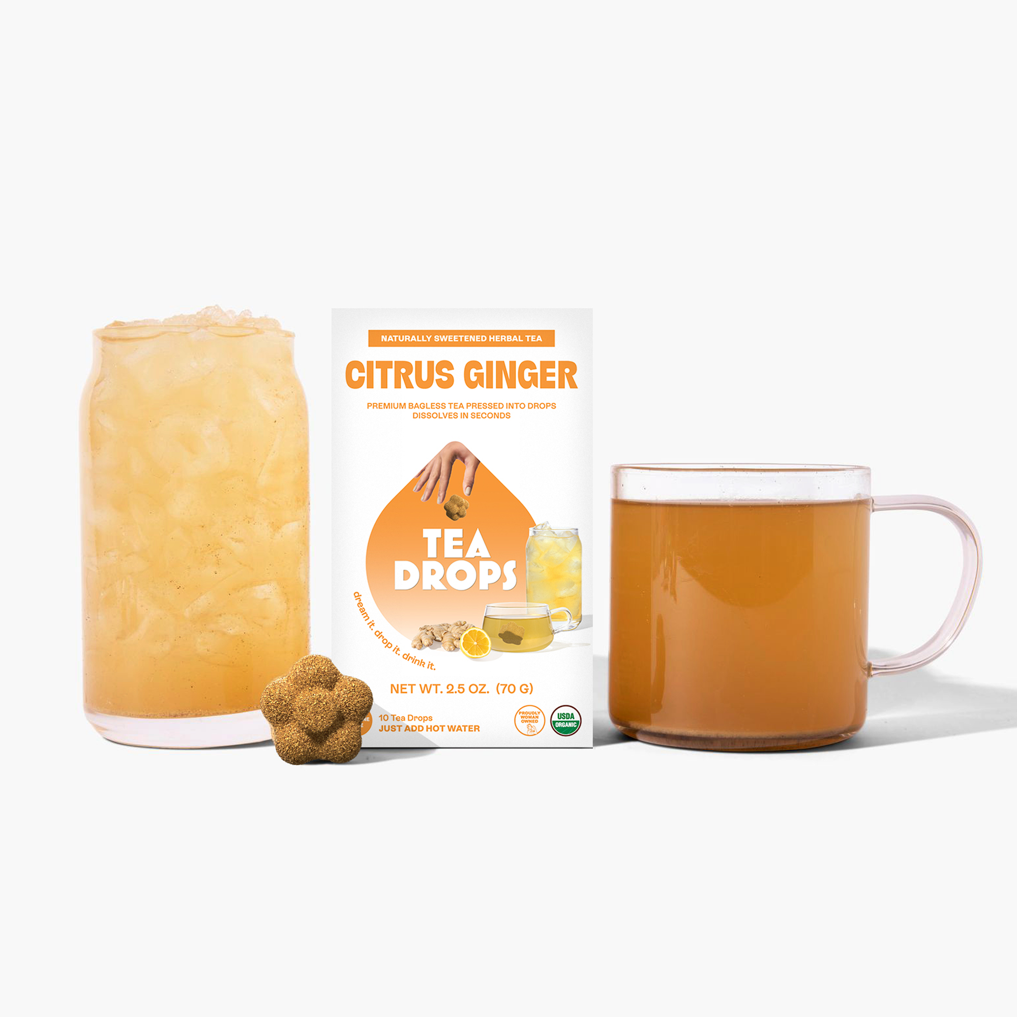 Organic Citrus Ginger Tea Drops - Refreshing & Energizing Herbal Tea for Wellness & Relaxation - Perfect for Morning Boost or Evening Unwind