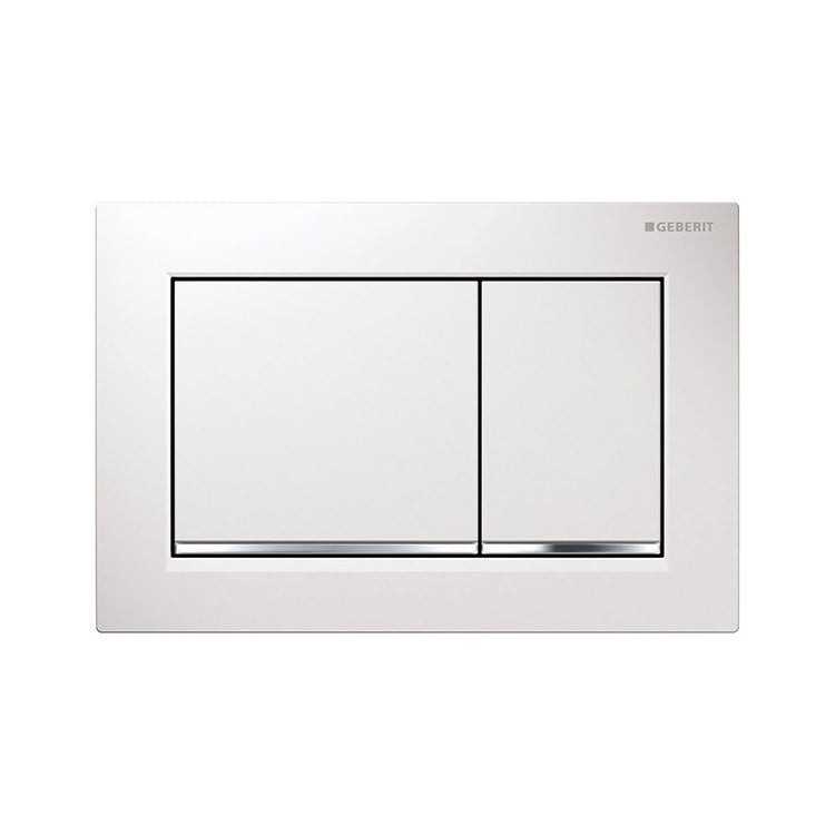 Omega 30 Dual White/Polished Chrome Actuator Plate - Premium Bathroom Door Hardware for Modern Homes, Perfect for Shower Doors, Closet Doors and Cabinet Doors