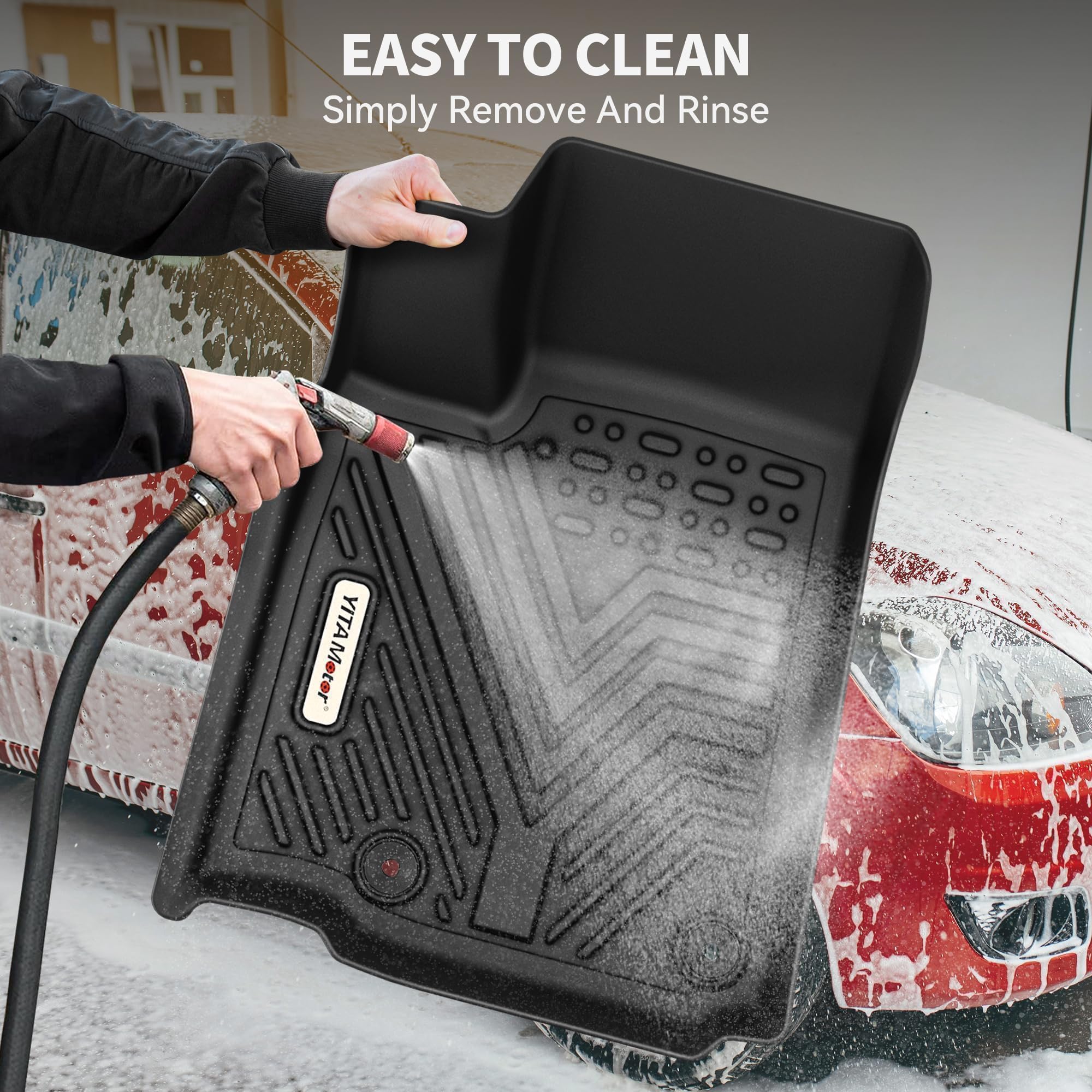 YITAMOTOR All-Weather TPE Floor Mats for Honda CR-V 2023 2024 2025 (Including Hybrid) - 1st & 2nd Row Custom Fit Car Floor Liners - Durable Black Interior Accessories for SUVs - Perfect for Winter, Rain, Mud & Everyday Protection