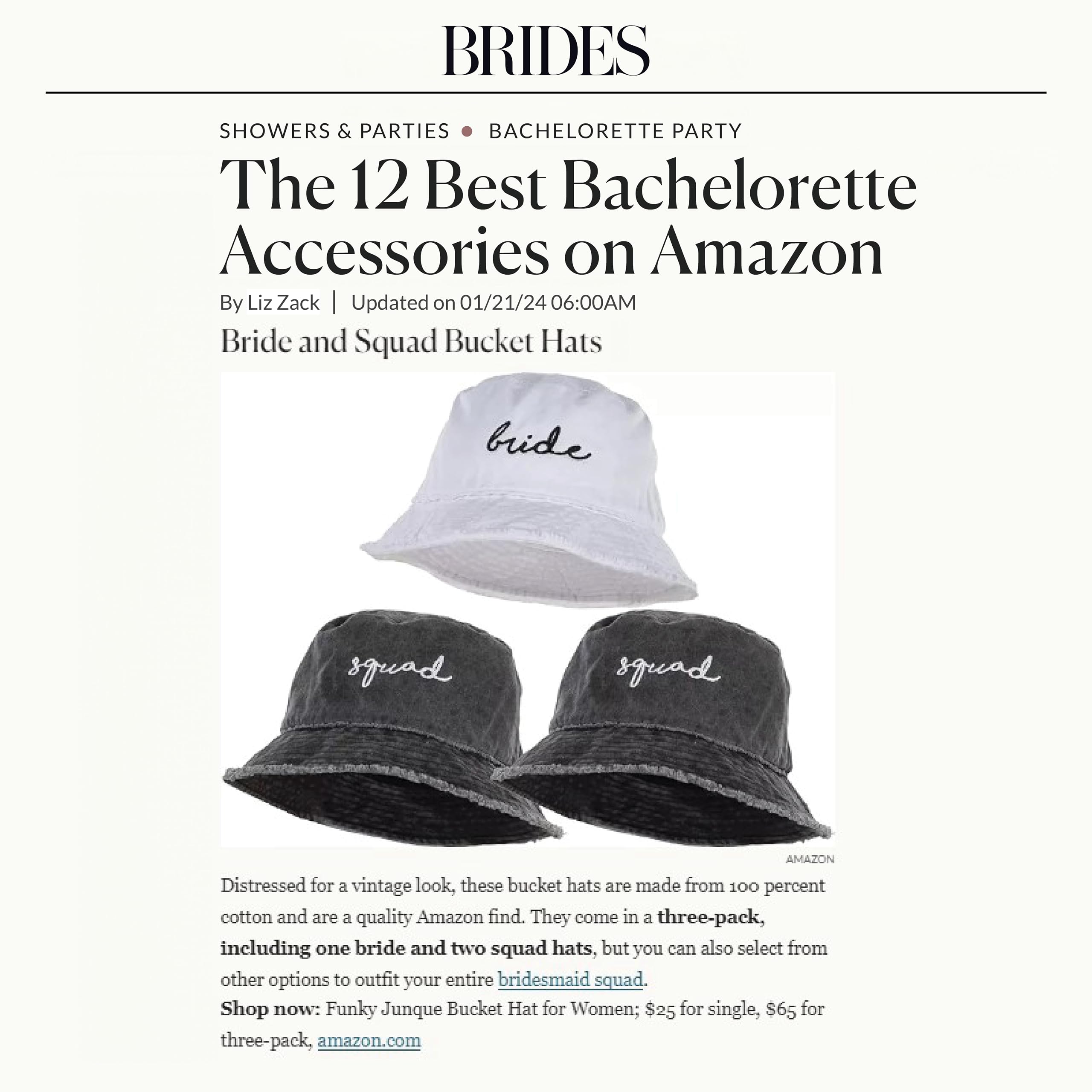 Stylish Embroidered Bucket Hat for Women - Bridal Party, Bachelorette & Honeymoon Accessory - Sun Protection Boonie Cap for Beach, Travel & Outdoor Activities
