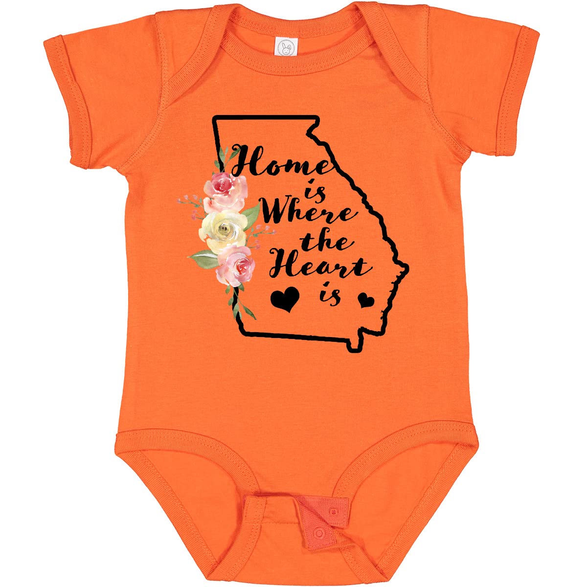 Inktastic Georgia Home Where The Heart is Watercolor Floral Baby Bodysuit - Soft Cotton Onesie for Newborns & Infants - Perfect for Family Photos, Holidays & Everyday Wear