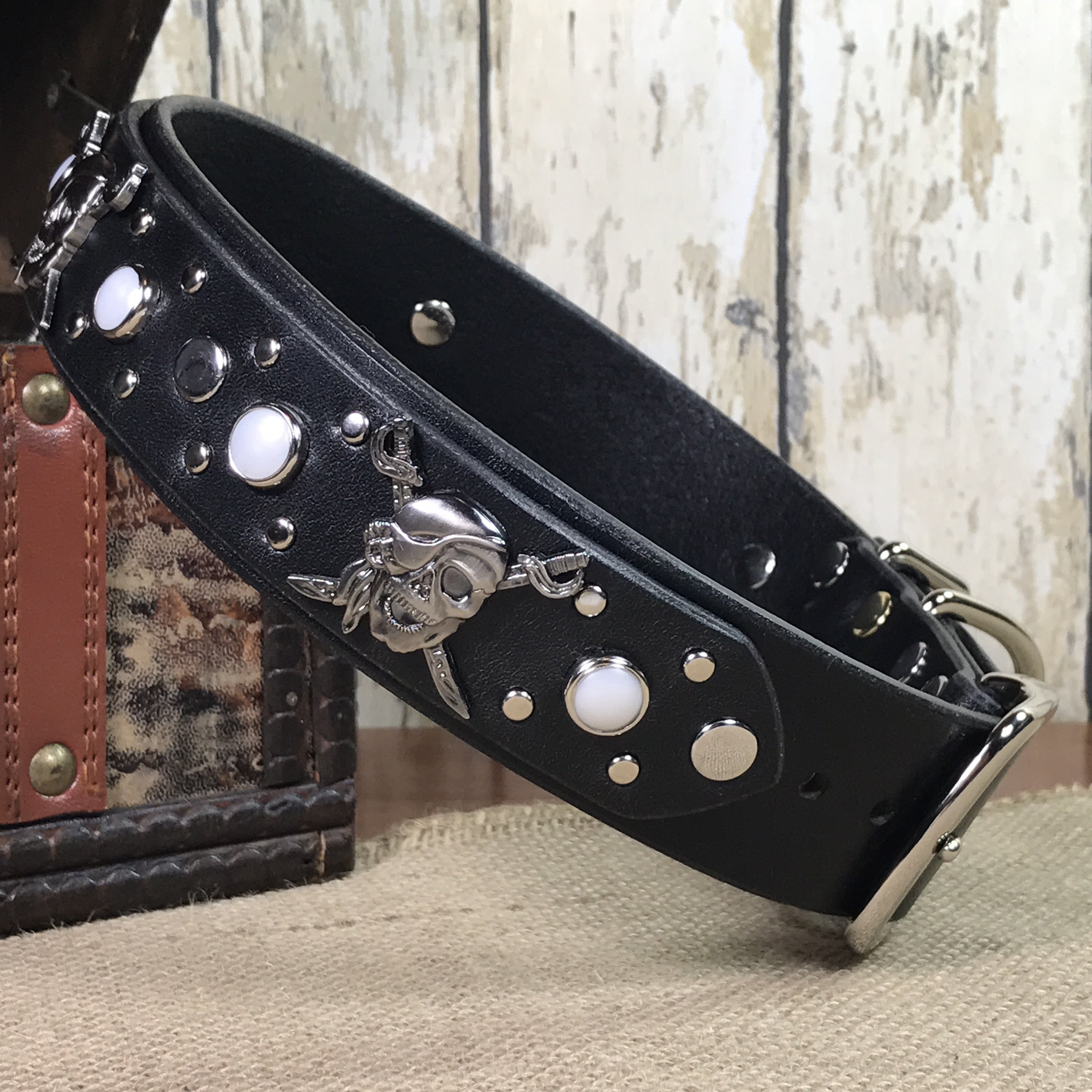 Premium Calipso Leather Dog Collar - Adjustable, Durable & Stylish Pet Collar for Small Medium Large Dogs - Perfect for Daily Walks, Training & Outdoor Adventures