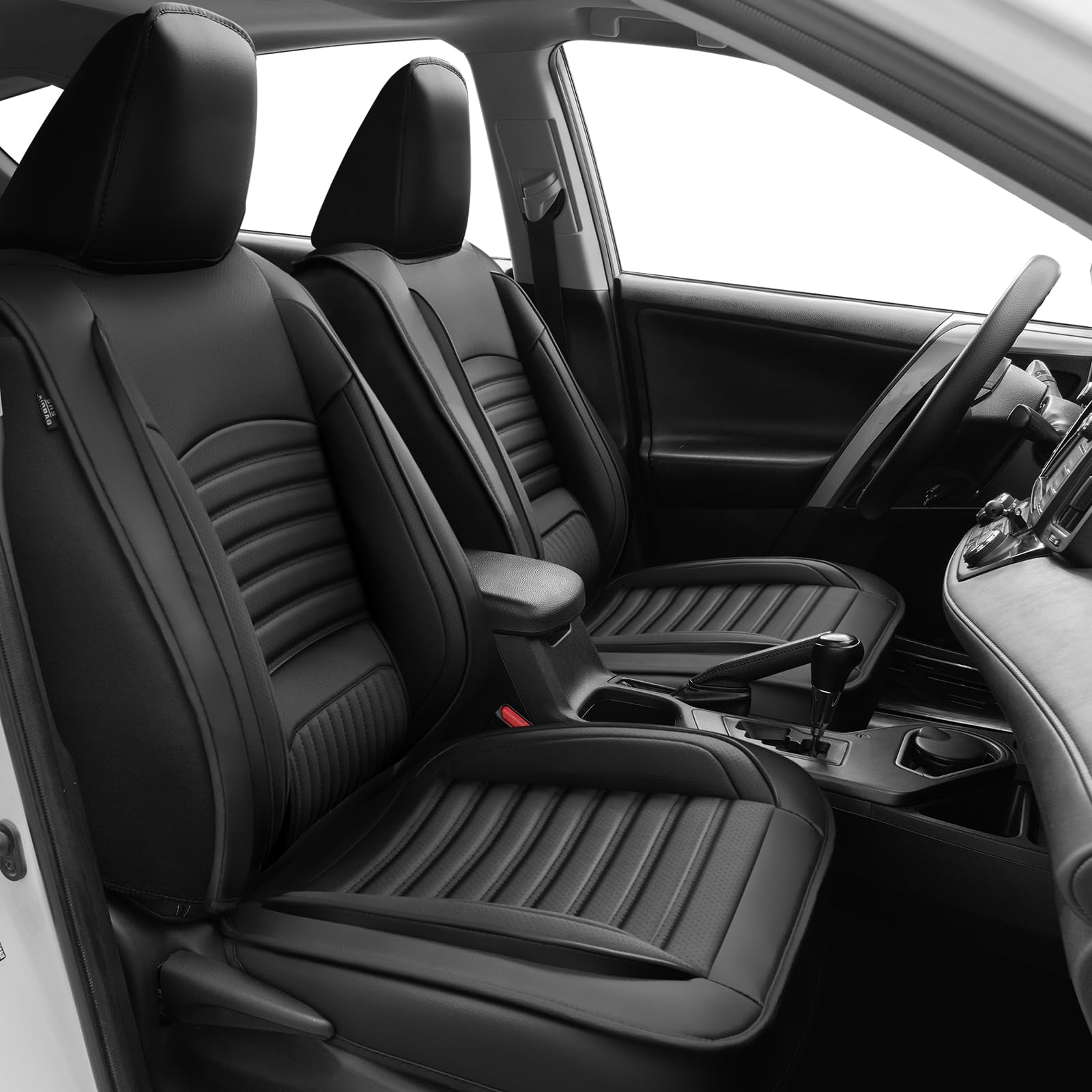 Premium Custom Fit Toyota RAV4 Seat Covers 2013-2018 - Waterproof Faux Leather Car Seat Protectors for SE/LE/XLE/Limited/Adventure Models (Full Set, Black) - Perfect for Road Trips, Daily Commutes & Pet Protection