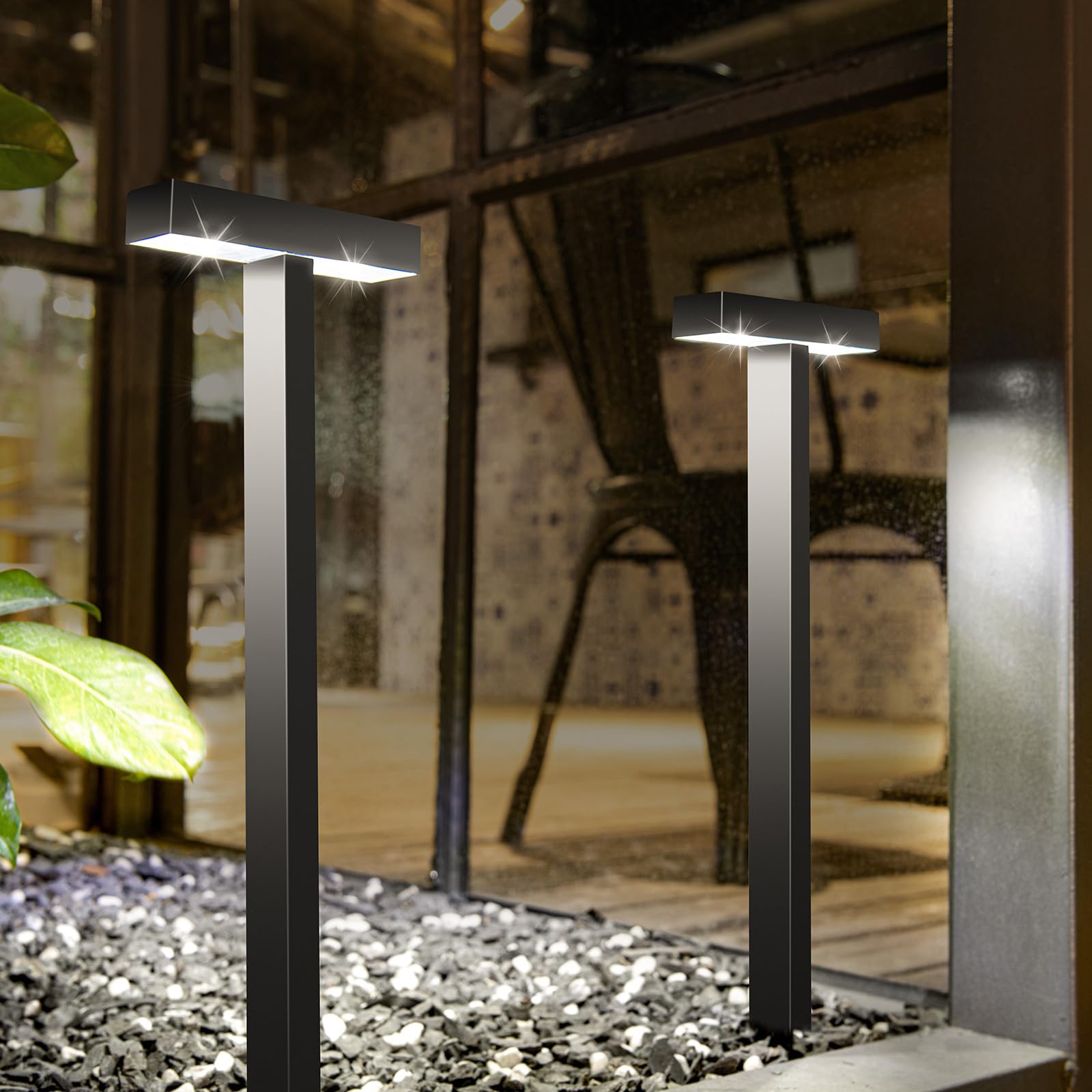 KINKAI 10 Pack Solar Pathway Lights Outdoor - Waterproof T Shape Solar Walkway Lights with Auto On/Off for Garden, Yard, Patio & Lawn - White LED Landscape Lighting for Driveway, Sidewalk & Backyard Decor
