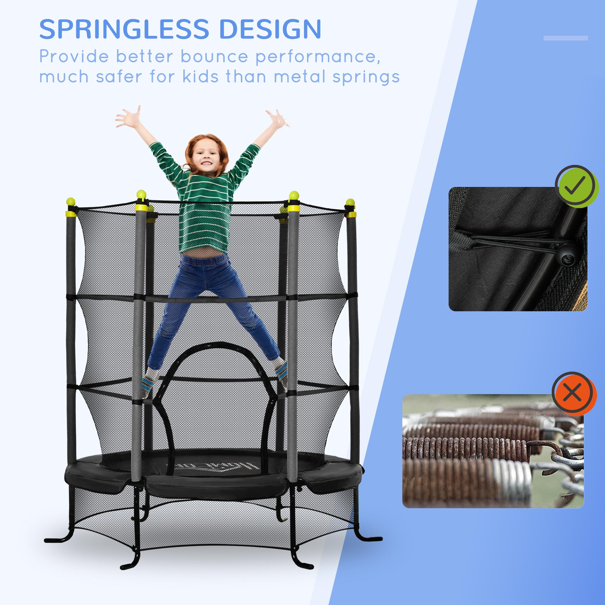 Soozier 5.3' Kids Trampoline with Safety Enclosure - 64