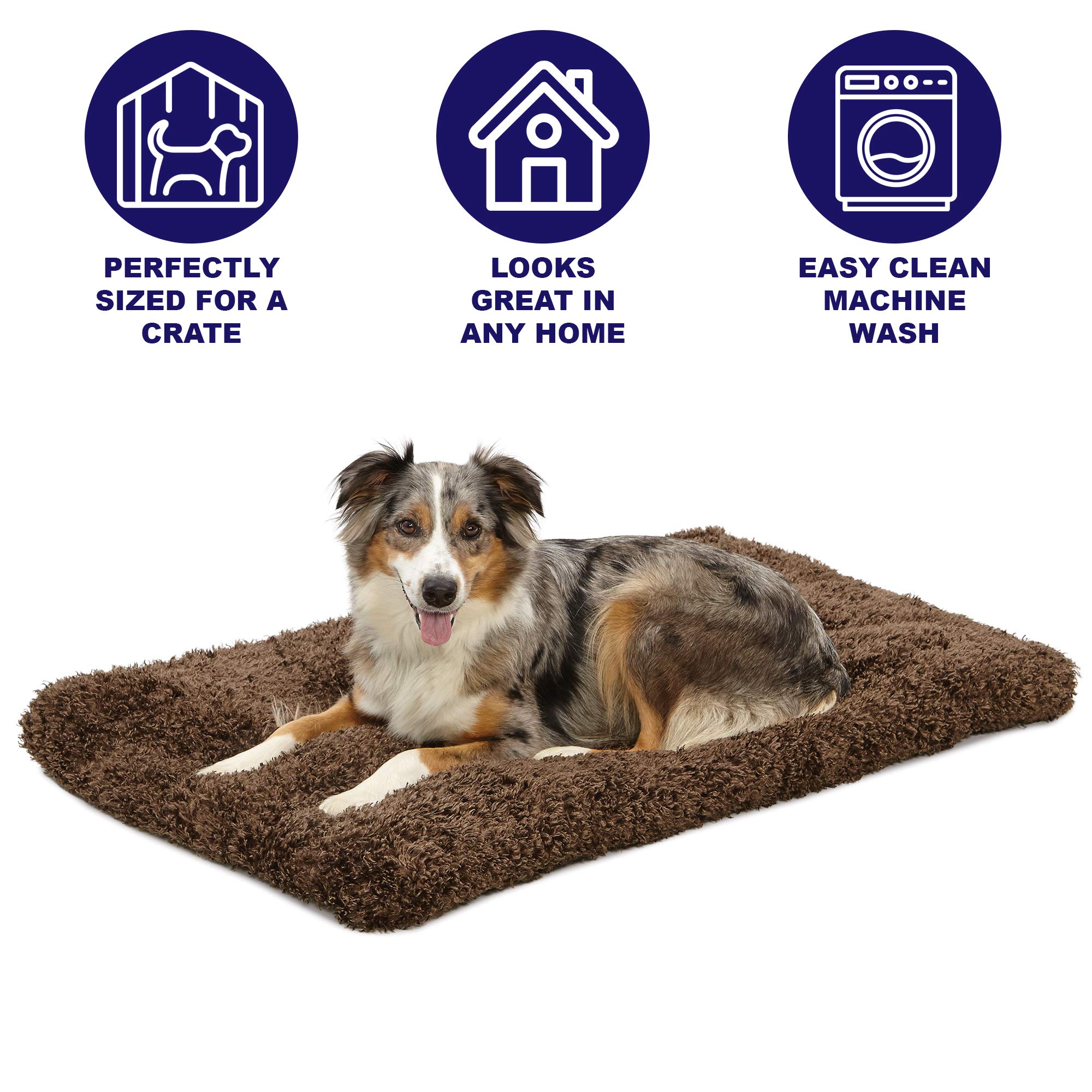 MidWest Homes for Pets Deluxe Super Plush Dog & Cat Bed - Machine Washable, Fits 48-Inch Crates | Orthopedic Support for Large Dogs | Perfect for Kennels, Bedrooms & Living Rooms | 1-Year Warranty