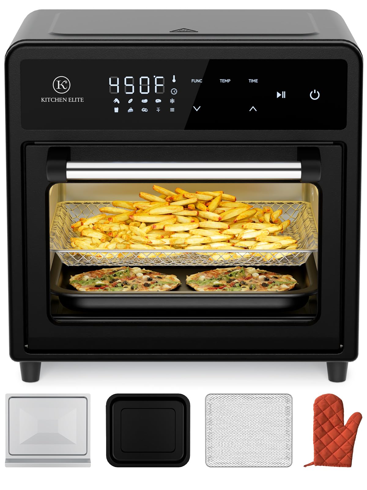 12.6 QT Stainless Steel Air Fryer Toaster Oven Combo - 10-in-1 Convection Countertop Oven with Digital Touch Screen (450°F) for Baking, Roasting, Reheating, Broiling & Dehydrating | Perfect for Small Kitchens, Dorms & Healthy Cooking