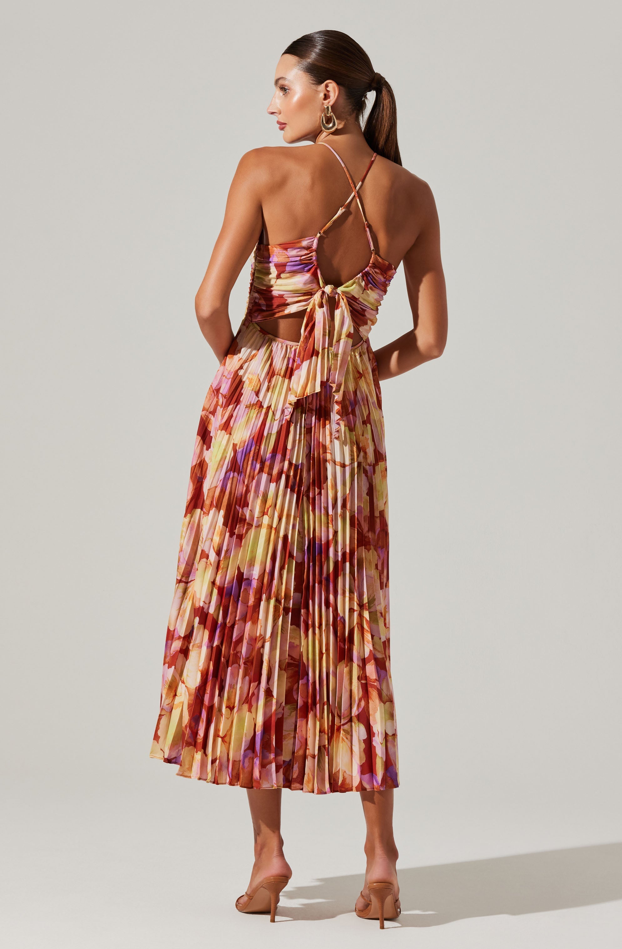 Blythe Floral Plisse Midi Dress for Women - Summer Flowy Ruffled Party Dress - Perfect for Weddings, Garden Parties & Date Nights