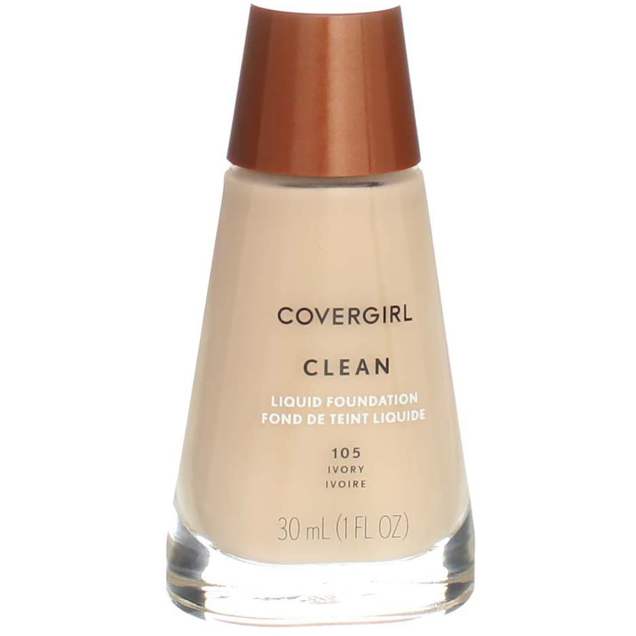 CoverGirl Clean Liquid Makeup Foundation - Ivory [105] 1 oz (Pack of 4) - Oil-Free, Lightweight Formula for Flawless Everyday Coverage | Perfect for Office, Date Night & Special Occasions