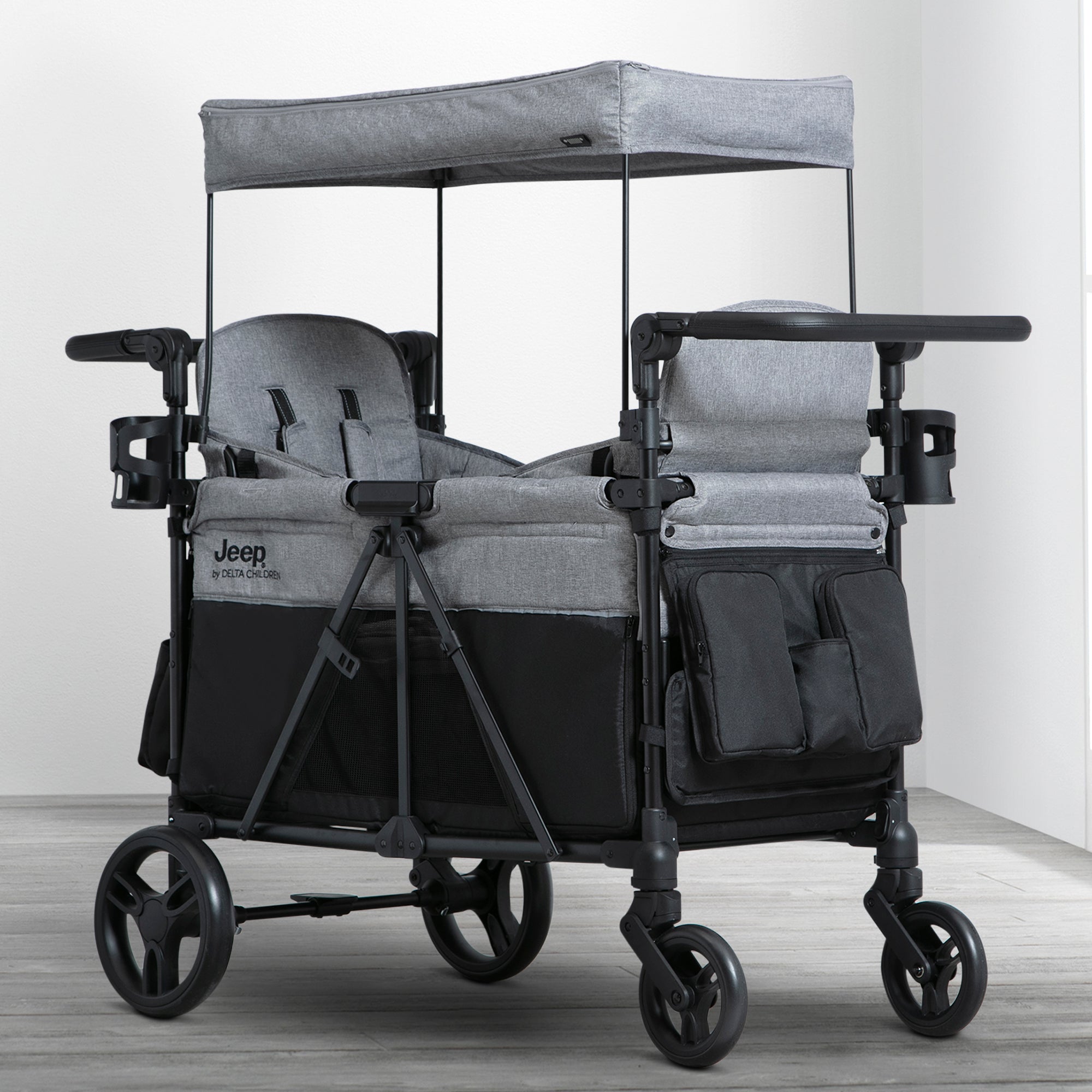 Jeep Aries Stroller Wagon - All-Terrain 4-Wheel Stroller Wagon for Kids, Foldable Baby Wagon with Canopy & Storage | Perfect for Beach, Park, Camping & Outdoor Adventures
