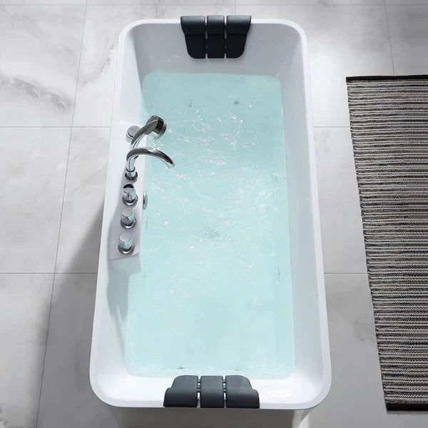 Empava 59 Inch Freestanding Jetted Hydromassage Bathtub with Air Jets - 59AIS15 - Perfect for Luxury Spa Experience at Home