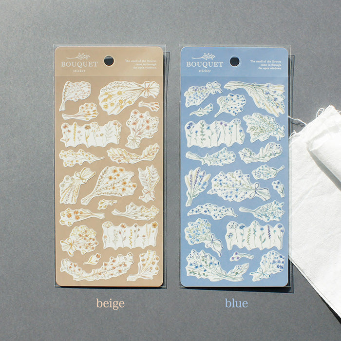 Blue Flower Bouquet Stickers - Waterproof Vinyl Decals for Scrapbooking, Laptops, DIY Crafts - Perfect for Journals, Planners, and Home Decor