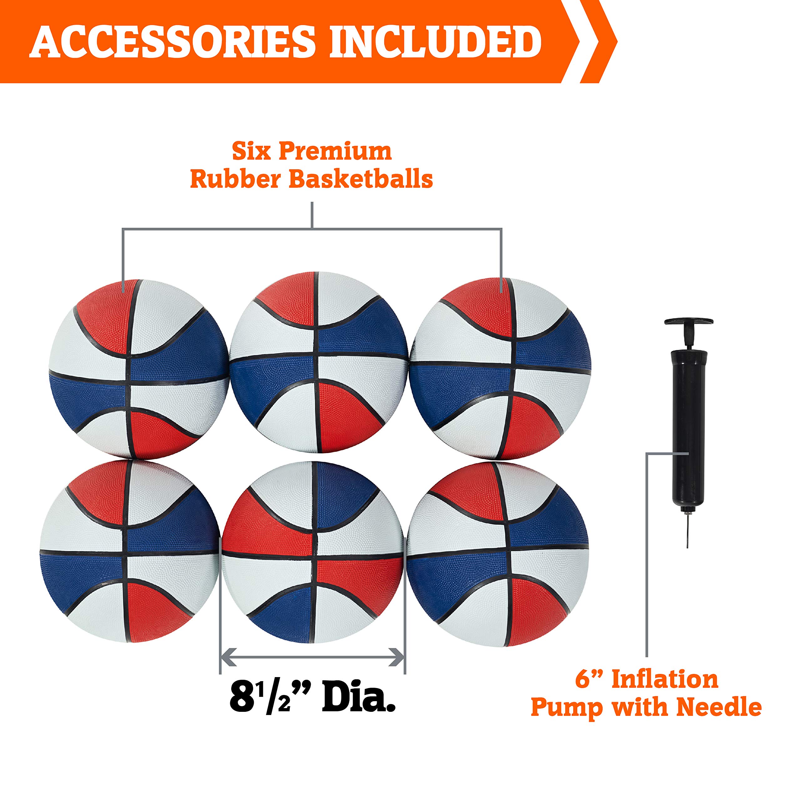 Hall of Games Premium Arcade Cage Basketball Game - Steel Frame & Polycarbonate Backboard, Dual Shot LED Scoring with 6 Size 8.5 Inch Basketballs - Perfect for Indoor Sports, Game Rooms & Family Fun