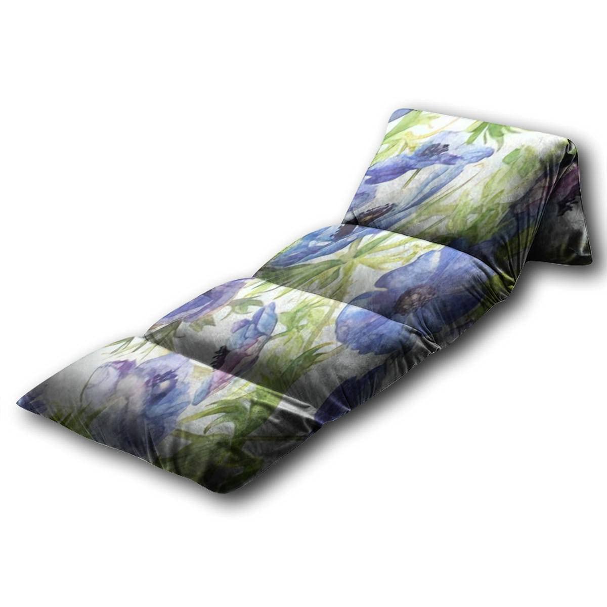 Kids Floor Pillow - Blue Anemone Flowers Watercolor Design, Soft Queen Size Floor Cushion for Reading, Gaming & Slumber Parties | Cozy Bed Mat for Children's Room, Playroom & Sleepovers
