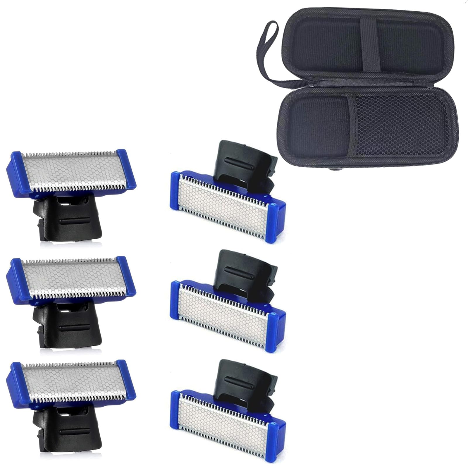 INVODA 6PCS Replacement Razor Blades for Micro Touches Solo Trimmer - Includes 1 Shaver & EVA Travel Case - Perfect for Beard Trimming, Grooming & Travel Essentials