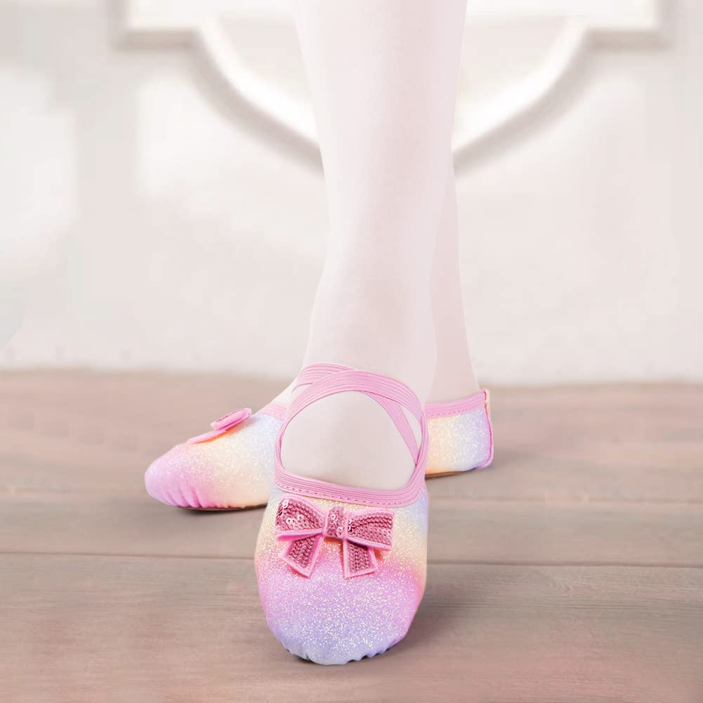 **WYHDY Girls Ballet Shoes - Split-Sole Glitter Dance Flats for Toddlers & Kids | Perfect for Ballet Class, Recitals & Dance Performances**