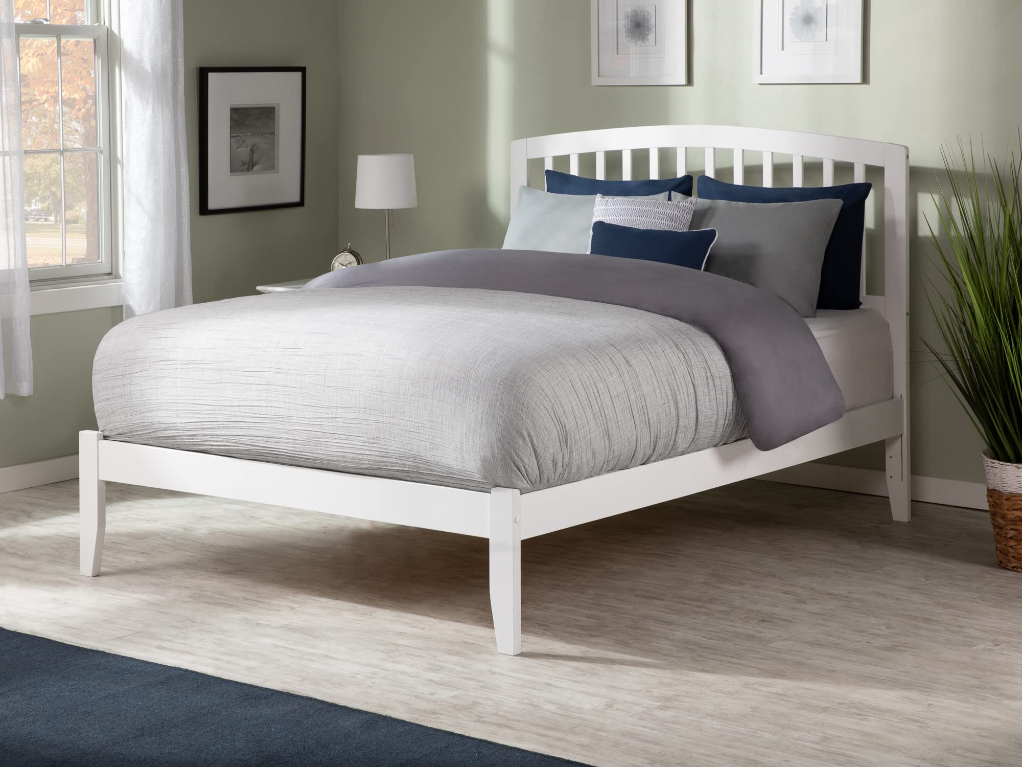 Atlantic Furniture AR8831002 Richmond Full Size Platform Bed with Open Foot Board - White | Modern Minimalist Bed Frame for Small Spaces & Guest Rooms