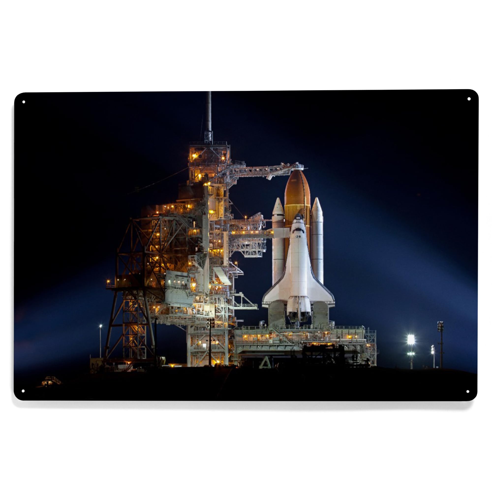 Lantern Press 12x18 Inch Metal Sign - Space Shuttle Endeavour Night Before Launch Wall Art - Perfect for Home Office, Man Cave & NASA Enthusiast Decor