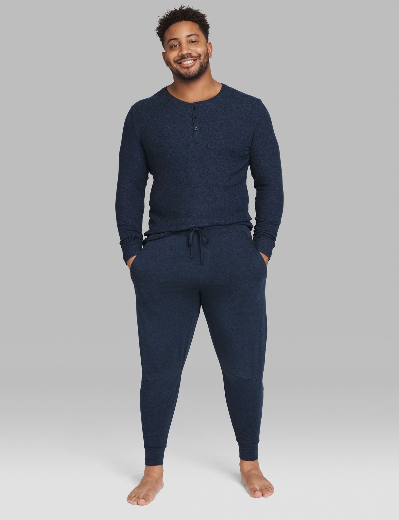 Premium Men's Henley Shirt & Jogger Pajama Set - Soft Cotton Lounge Wear for Relaxing at Home, Sleepwear & Comfortable Outfit for Lounging, Travel & Casual Wear