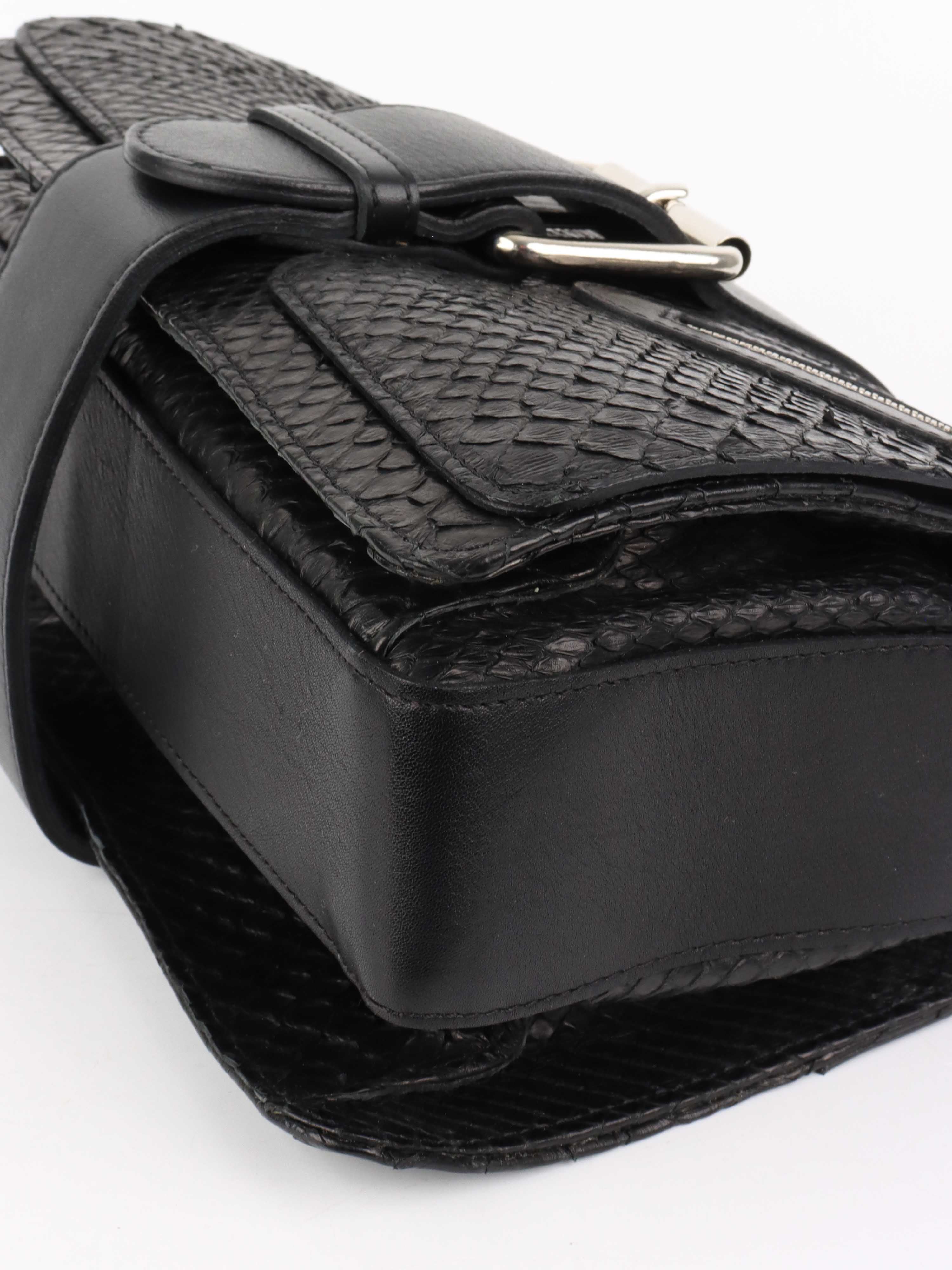 Chloe Black Python Leather Shoulder Bag for Women - Luxury Designer Handbag for Work, Travel & Evening Events