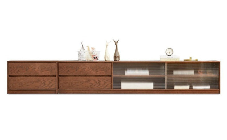 Solid Oak Wood TV Stand with Storage - Modern Entertainment Center for Living Room, Bedroom & Home Theater