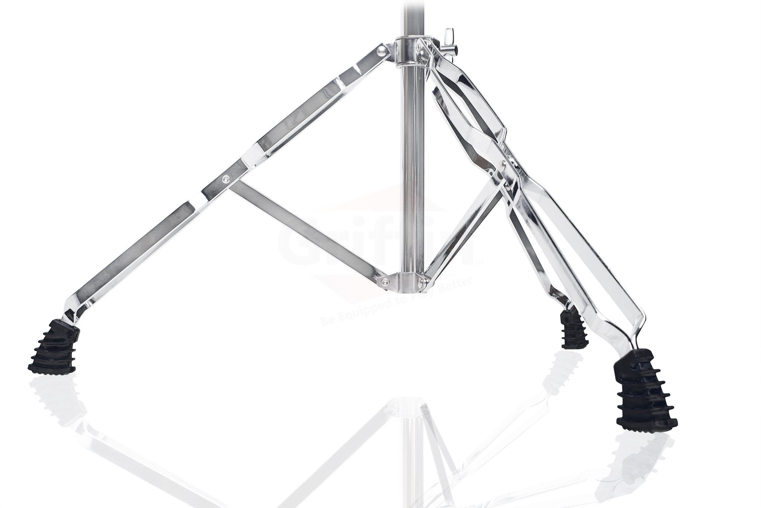 Griffin 4-Pack Heavy Duty Double Braced Cymbal Stand Set with Slip-Proof Gear Holder - Chrome Drum Hardware Kit for Crash & Splash Cymbals | Perfect for Mobile Drummers, Live Performances & Studio Recording