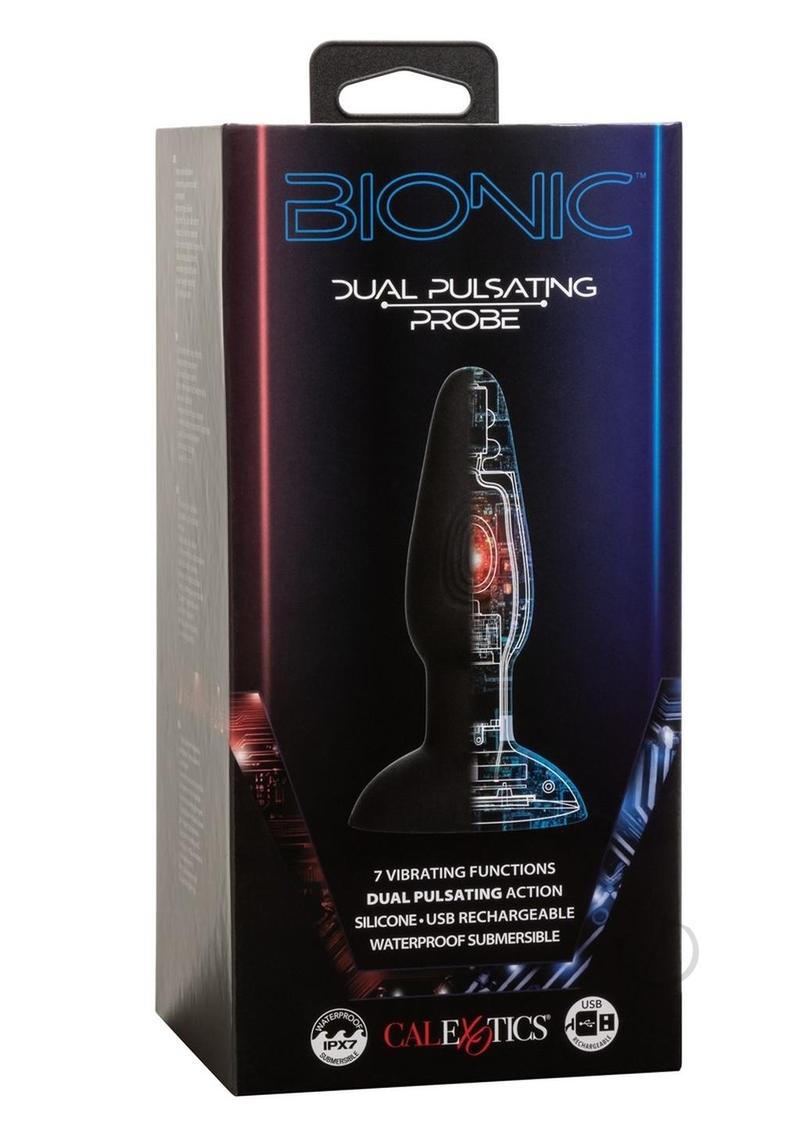 Bionic Dual Pulsating Probe Rechargeable Silicone Anal Stimulator for Men & Women - Black - Perfect for Couples Play & Solo Pleasure