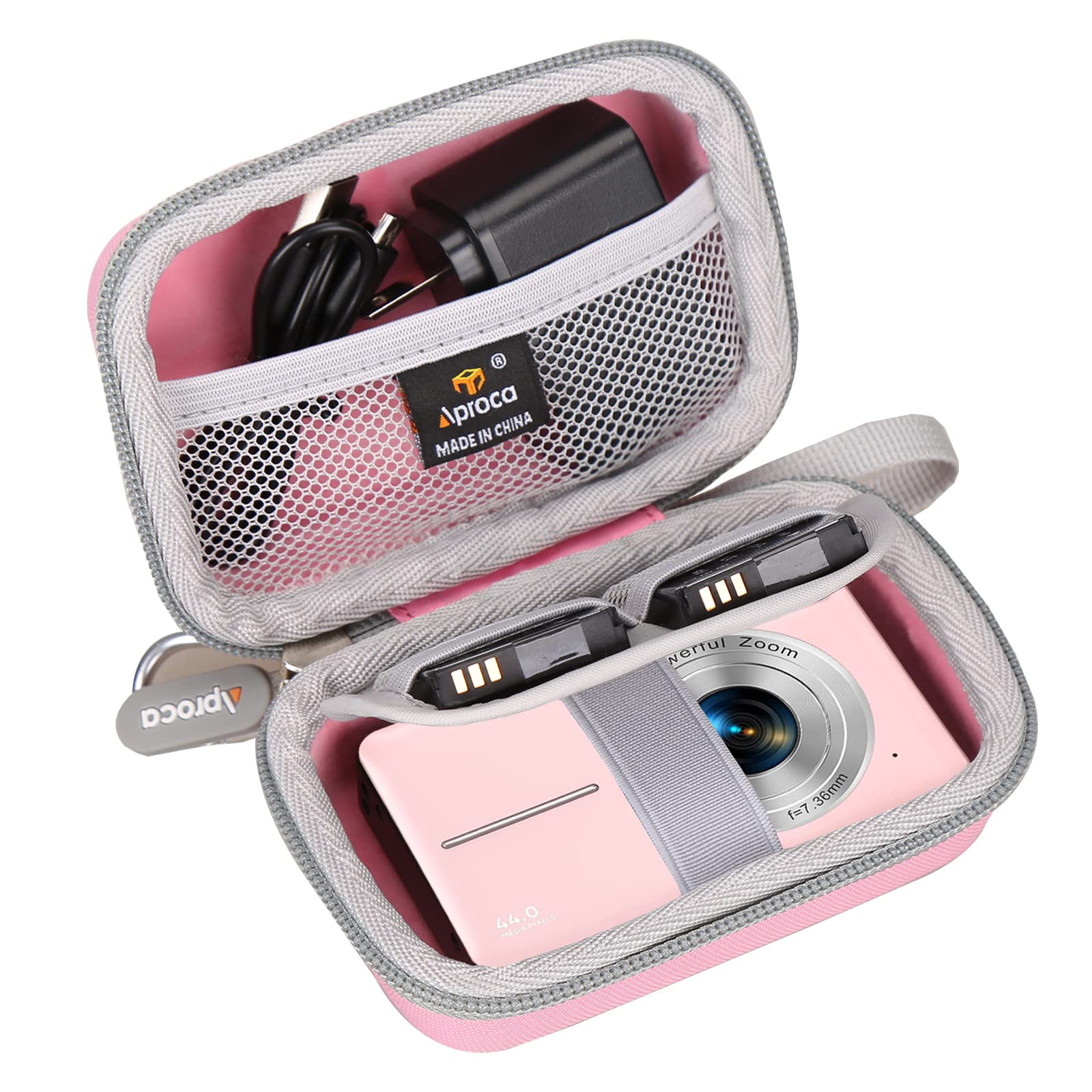 Aproca Pink Protective Case for CAMKORY & Lecran Digital Cameras - Travel Storage Camera Bag for Kids Video Camera - Perfect for Travel, School & Outdoor Adventures