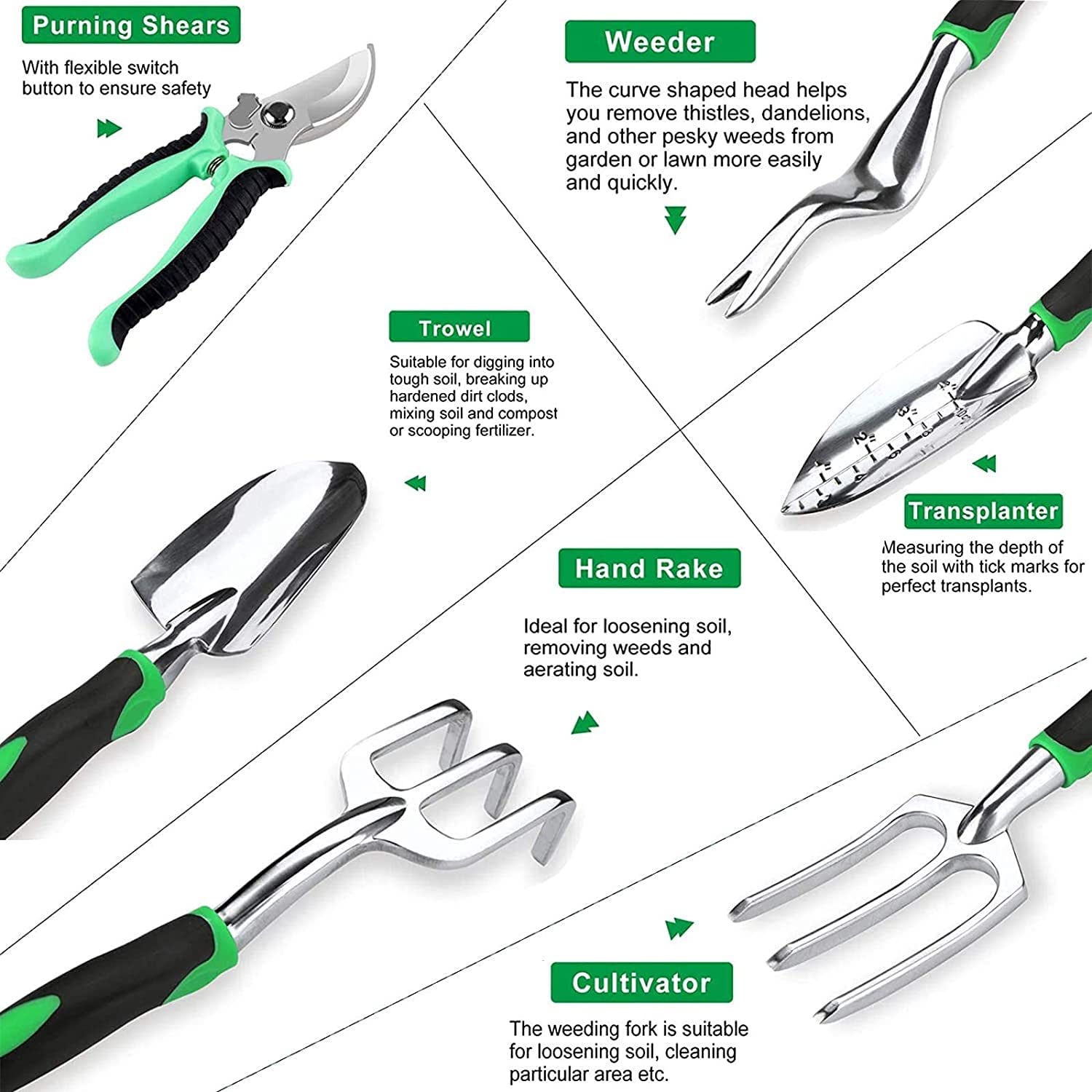 9-Piece Aluminum Alloy Gardening Tool Set with Gloves & Rubber Handle - Perfect Gift for Women & Men - Ideal for Planting, Weeding, and Landscaping