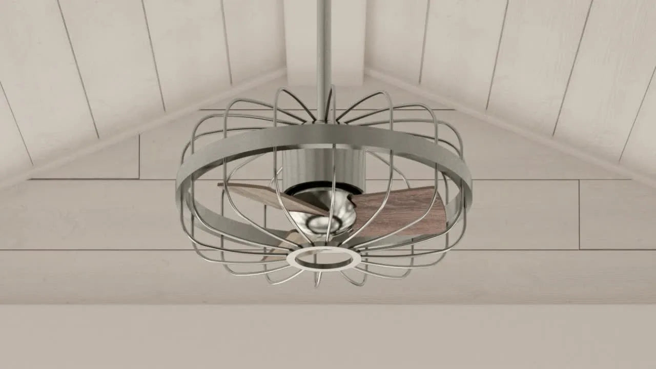 Hunter Roswell 16 Inch Ceiling Fan with Light - Brushed Nickel & Spiced Chai Oak Blades - Perfect for Living Room, Bedroom, and Patio Cooling
