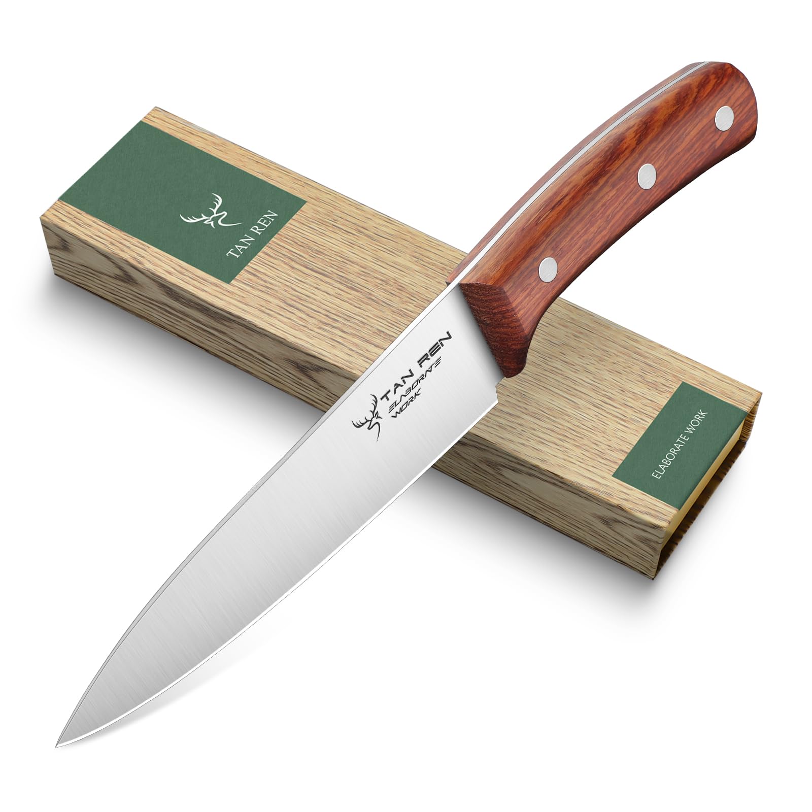 Premium 7 Inch Japanese Gyuto Chef Knife - Hand Forged High Carbon Stainless Steel Blade with Full Tang - Perfect for Professional Cooking, Sushi Preparation & Thanksgiving Gifts (Elegant Gift Box Included)