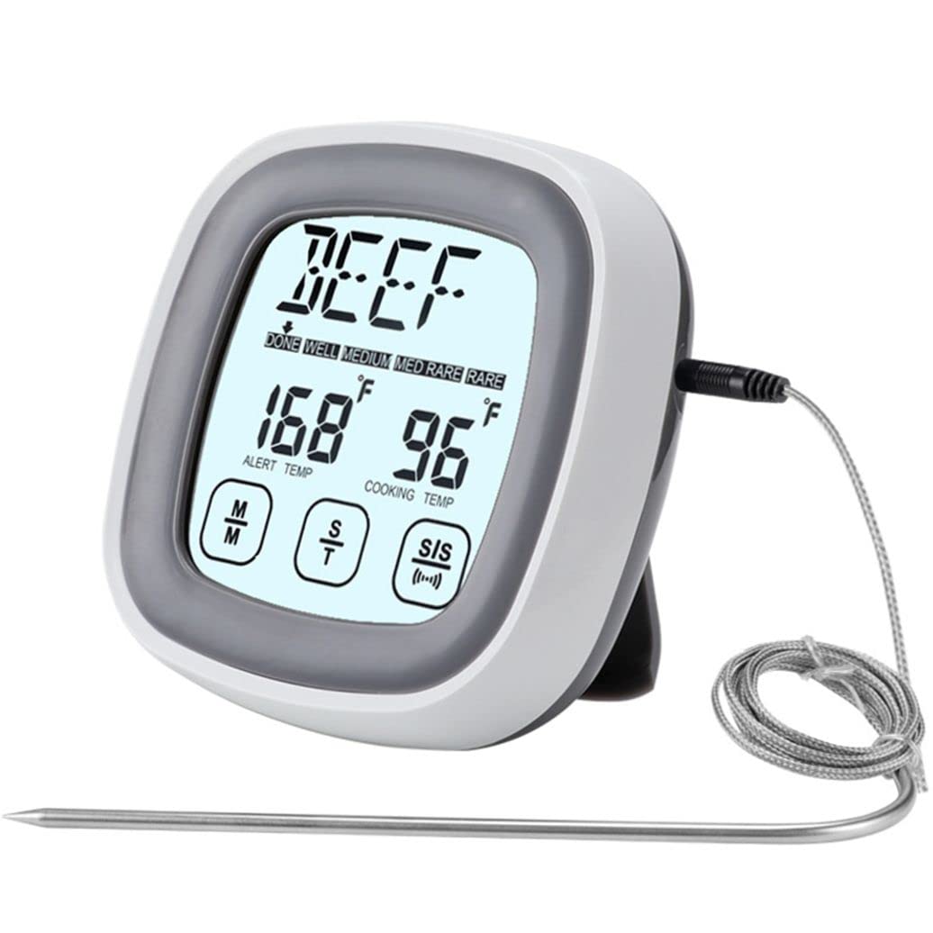 Digital Food Thermometer with Large LCD Display - Countdown Alarm & Dual Mode for Cooking, Meat, BBQ - Stainless Steel Probe for Oven, Kitchen, Grilling - Perfect for Roasts, Baking, and Outdoor Grilling
