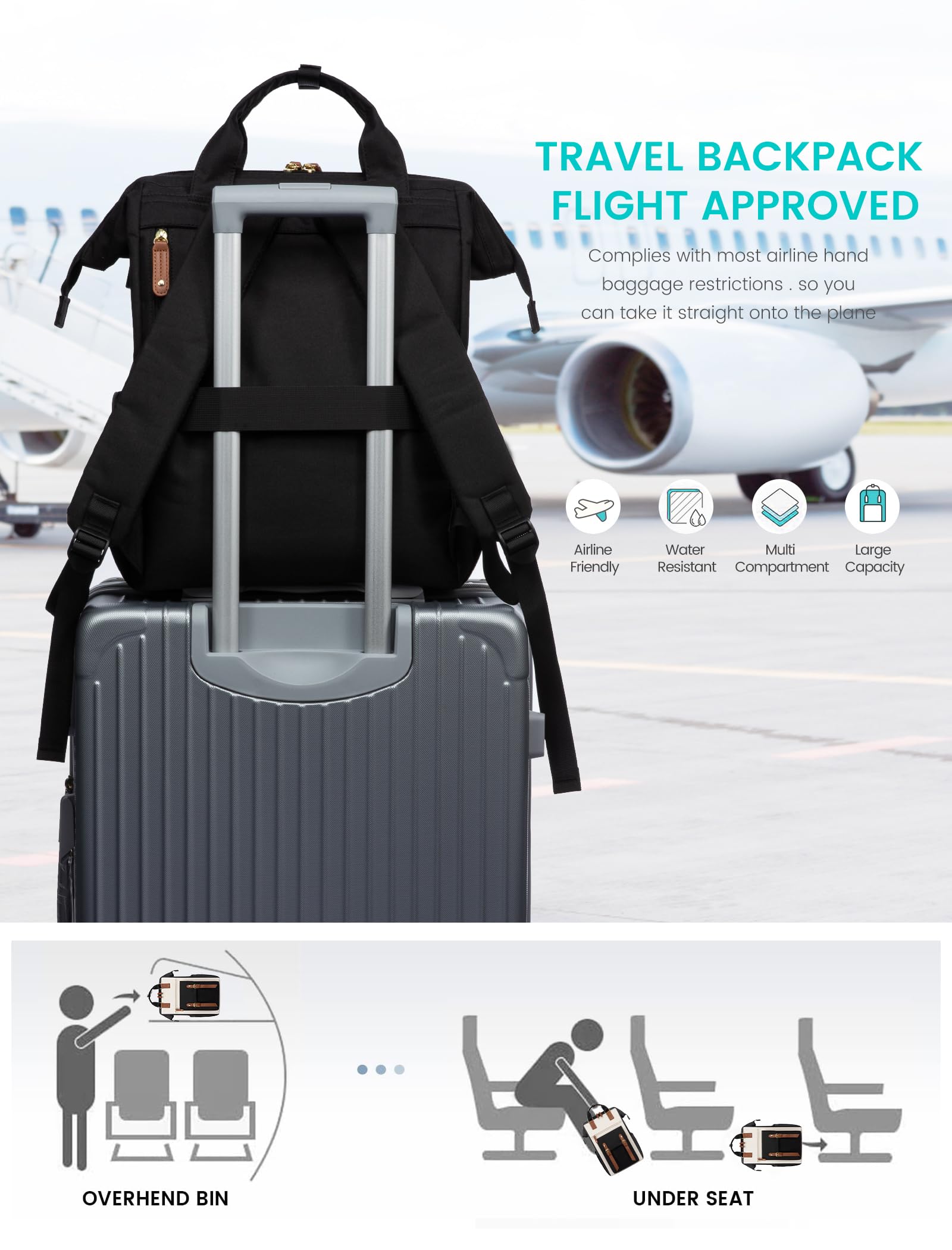 LOVEVOOK 18 Inch Laptop Backpack for Women - Extra Large Travel Backpack, Work Bag for Teachers & Nurses, Business Computer Backpack with Luggage Strap - Perfect for College, Commuting & Weekend Trips