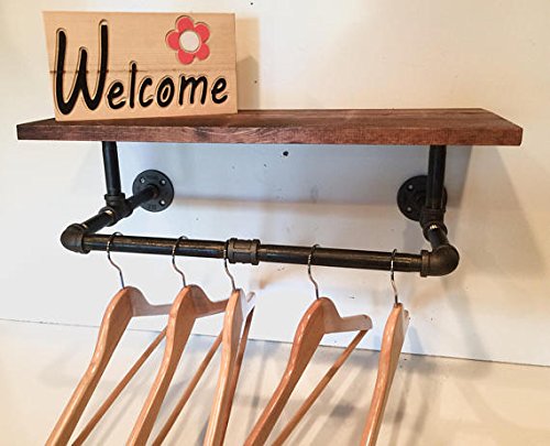 Industrial Rustic Pipe Clothing Rack with 24