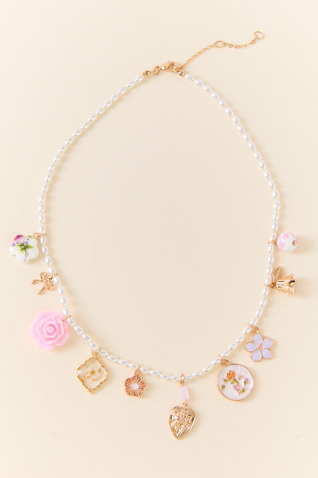 Elegant Pink Floral Charm Necklace for Women - Dainty Rose Gold Pendant Jewelry Gift for Her - Perfect for Valentine's Day, Anniversary & Everyday Wear