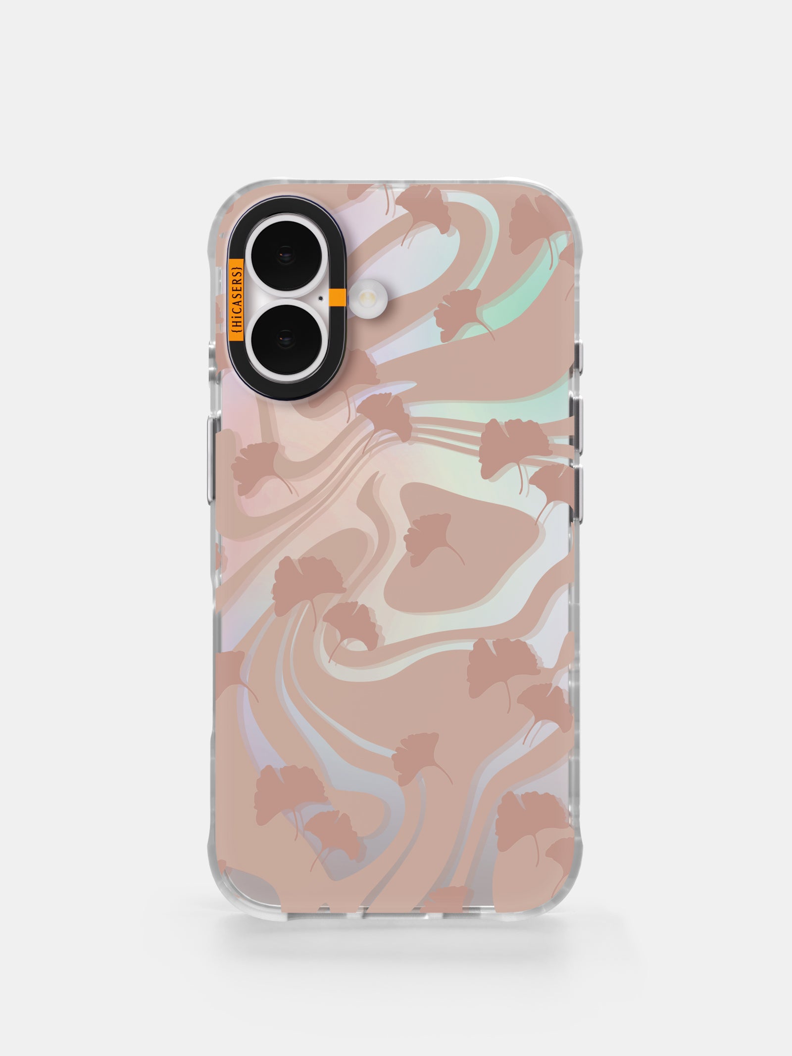 Fall Streams Mirror Case with Ginkgo Leaves - Elegant Peach Design for Home & Office Decor