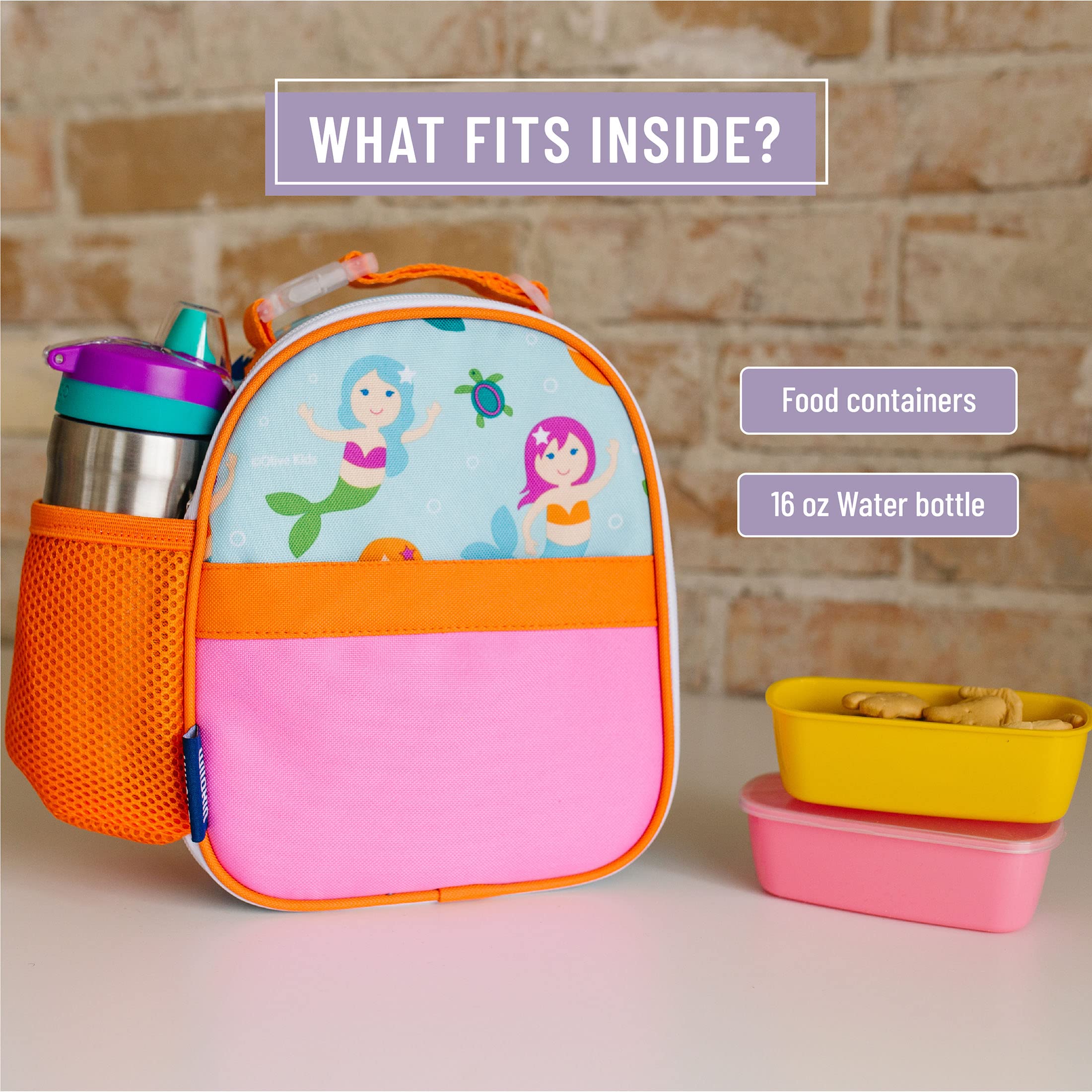 Wildkin Insulated Clip-in Kids Lunch Box - Leak Proof & Durable for School, Travel & Picnics - Mermaid Design for Girls - Perfect for Snacks, Sandwiches & Drinks