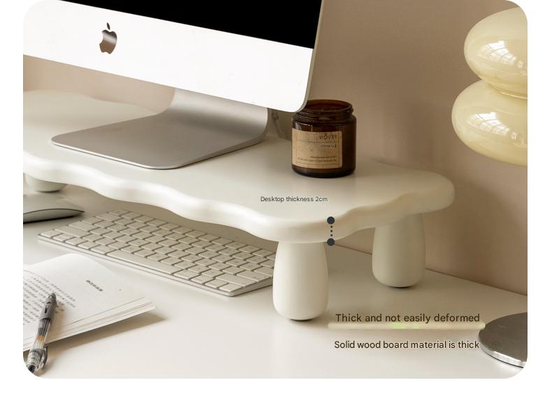Premium Birch Solid Wood Computer Stand with Storage Shelf - Ergonomic Laptop & Monitor Riser for Home Office Desk Organization