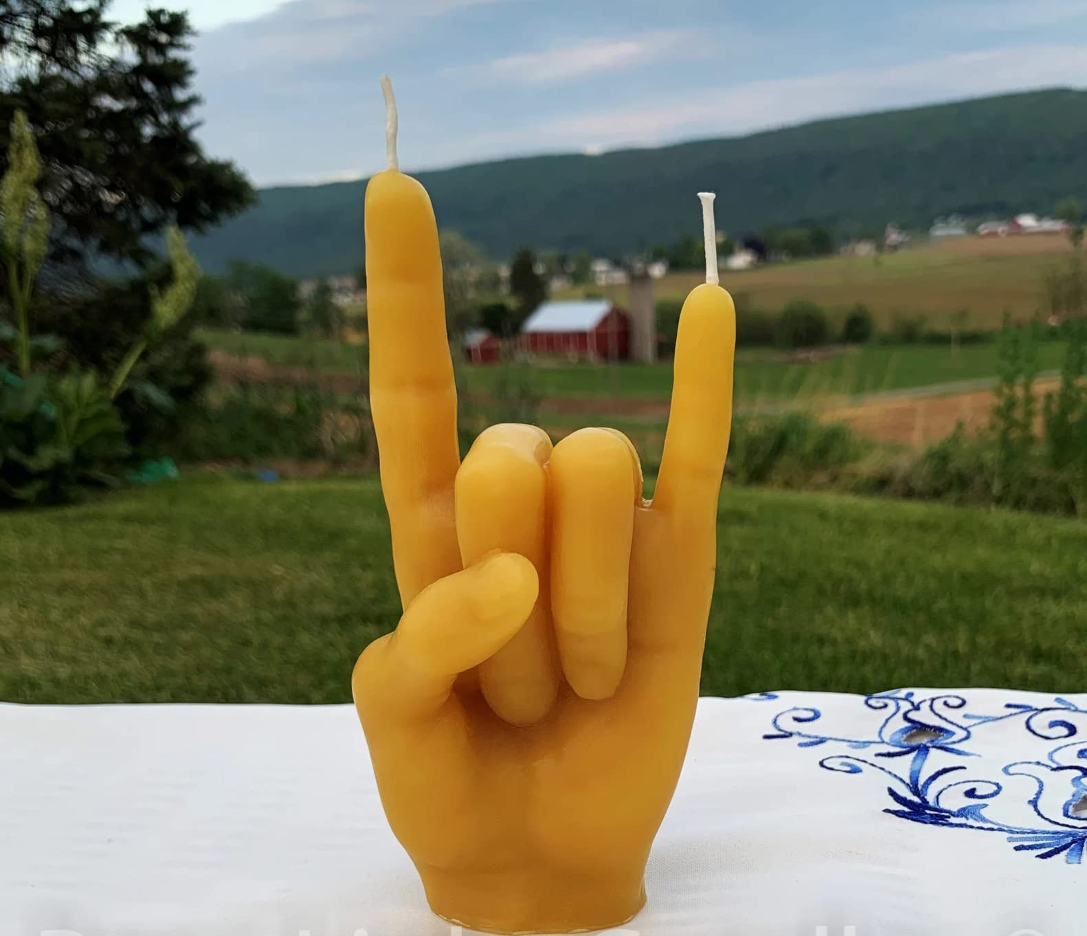 Rock On Beeswax Candle - Natural Hand Gesture Candle for Music Lovers | Perfect for Concerts, Rock Band Parties & Home Decor | Guitar, Drums & Bass Inspired