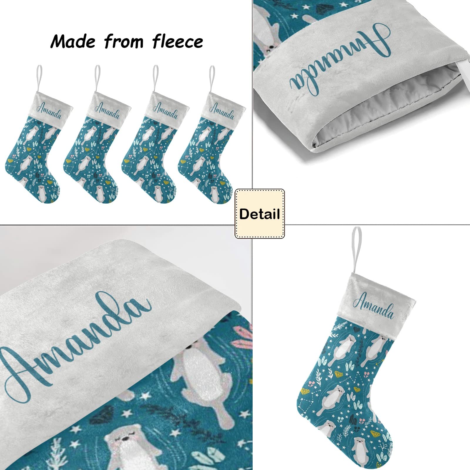 Custom Personalized Christmas Stockings with Names - Cute Otter Design for Family, Kids & Pets - 17.52 x 7.87 Inch Holiday Decor - Perfect for Fireplace Mantel, Gift Exchange & Festive Home Decor