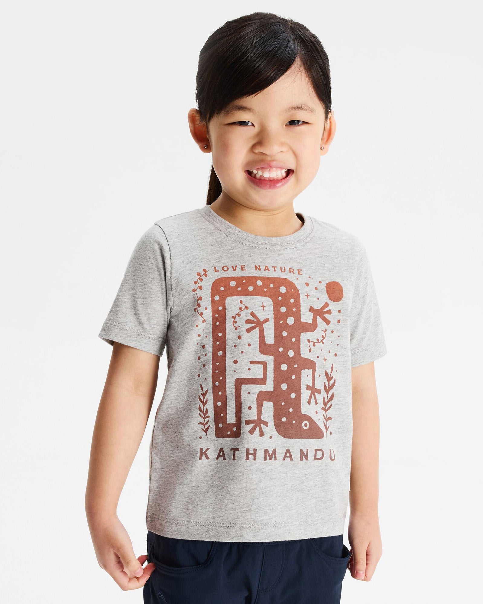 Organic Cotton Kids' Geo Skink Graphic T-Shirt - Light Grey Marle | Soft & Comfortable Tee for Boys & Girls | Perfect for Playdates, School & Everyday Wear