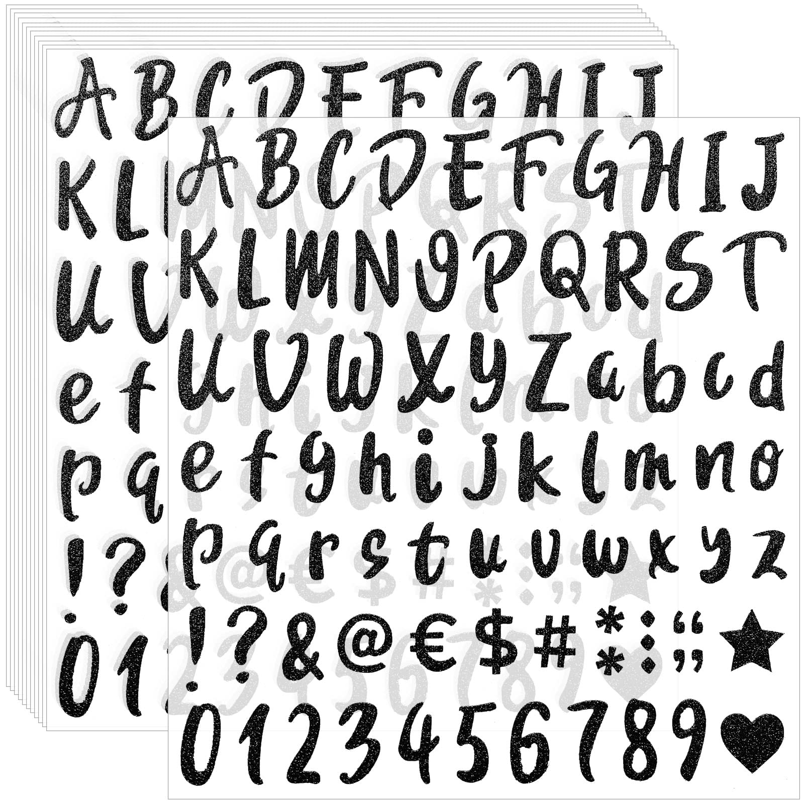 960-Piece Self-Adhesive Glitter Alphabet & Number Stickers (1 Inch, Black) - 12 Sheets for Graduation Caps, Mailboxes, Signs, Windows, Cars, Doors & Office Decor - Perfect for DIY Crafts, Address Marking & Home Decoration