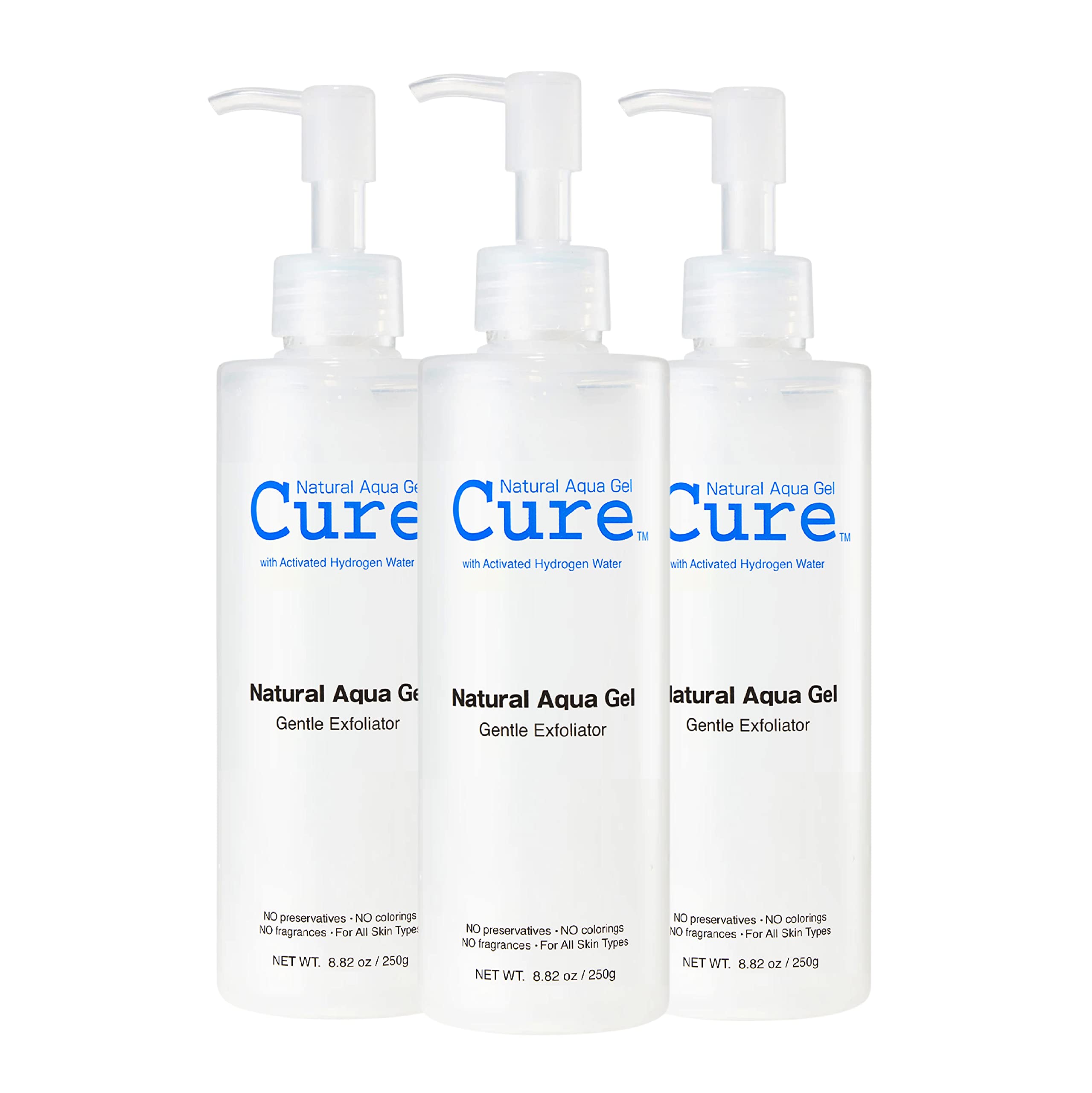 Cure by Toyo Aqua Gel Gentle Exfoliator for Face and Body - Non-Abrasive Cleanser for Sensitive Skin - 3 Pack - Achieve Clear, Soft Skin - Perfect for Daily Skincare Routine & Travel