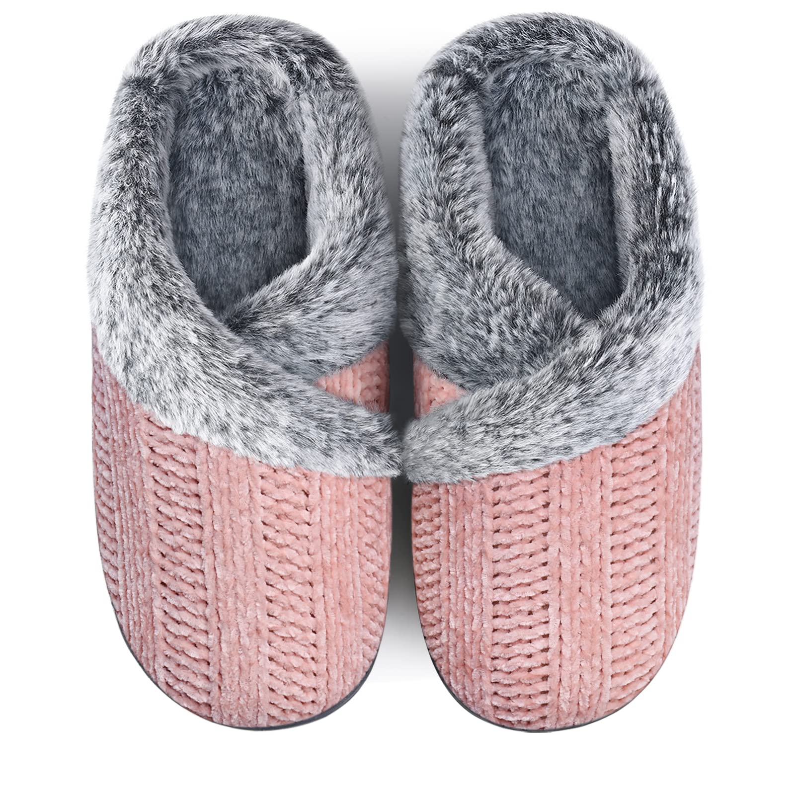 Homitem Women's Fuzzy Memory Foam House Slippers - Indoor/Outdoor Warm Winter Slippers with Arch Support, Soft Fluffy Comfort for Home, Office & Travel (Sizes 5-12) - Perfect for Relaxing, Lounging & Cold Weather Comfort