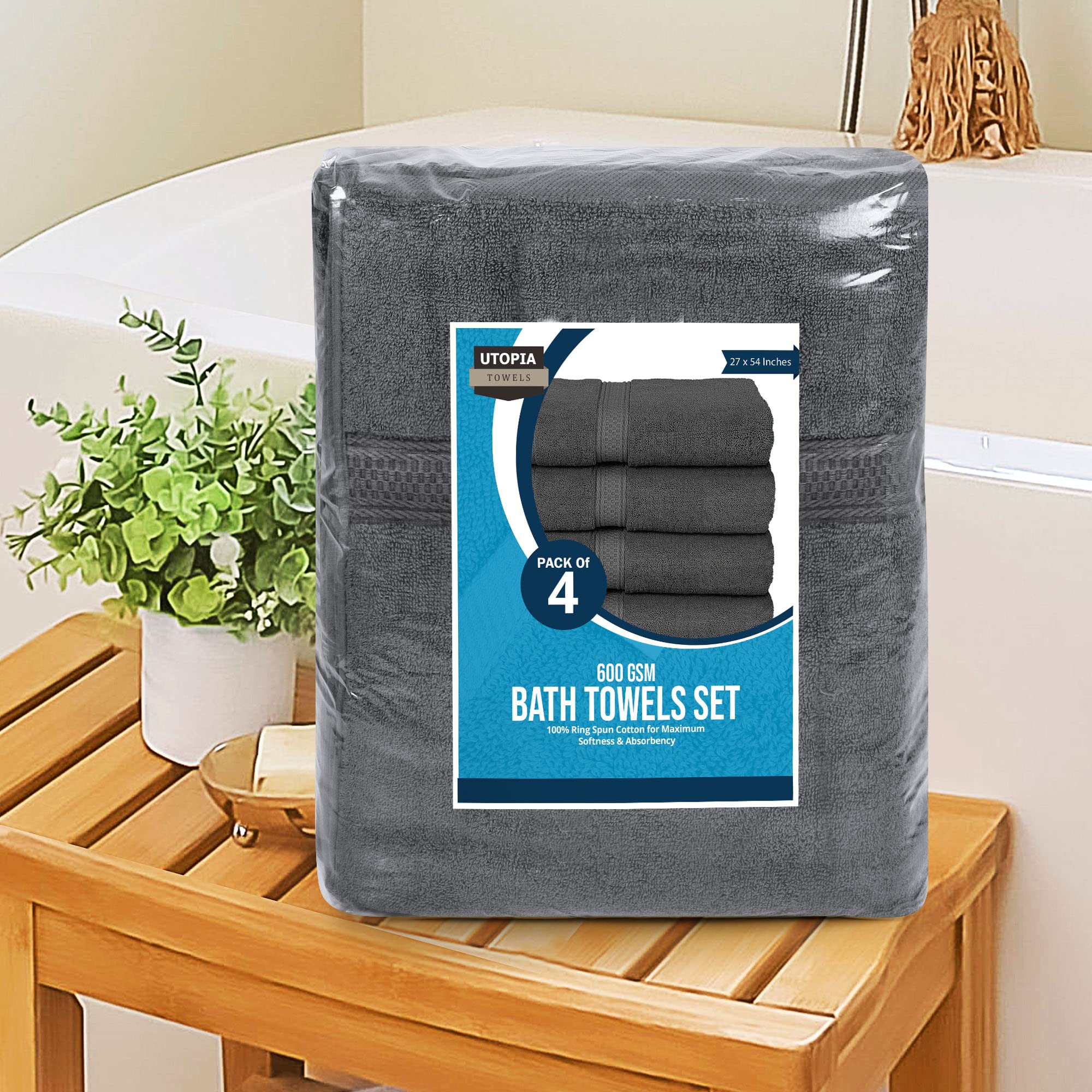 Premium 100% Ring-Spun Cotton Bath Towel Set (16-Pack, 27