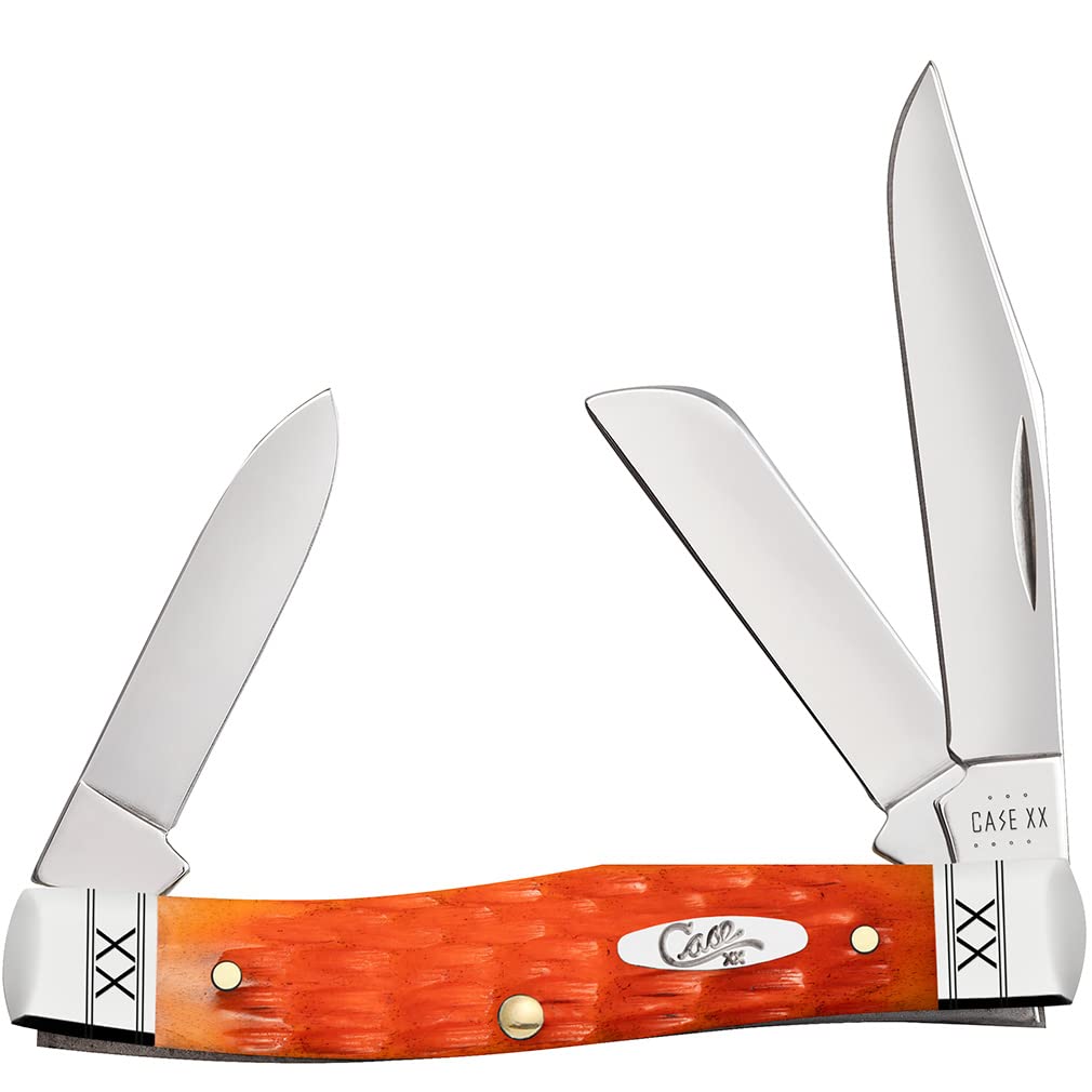 Case XX WR Medium Stockman Pocket Knife - Cayenne Bone Crandall Jig (Item 35819) | 3 5/8 Inch Closed Length (63032 SS) | Perfect for Camping, Hiking & Everyday Carry (EDC)