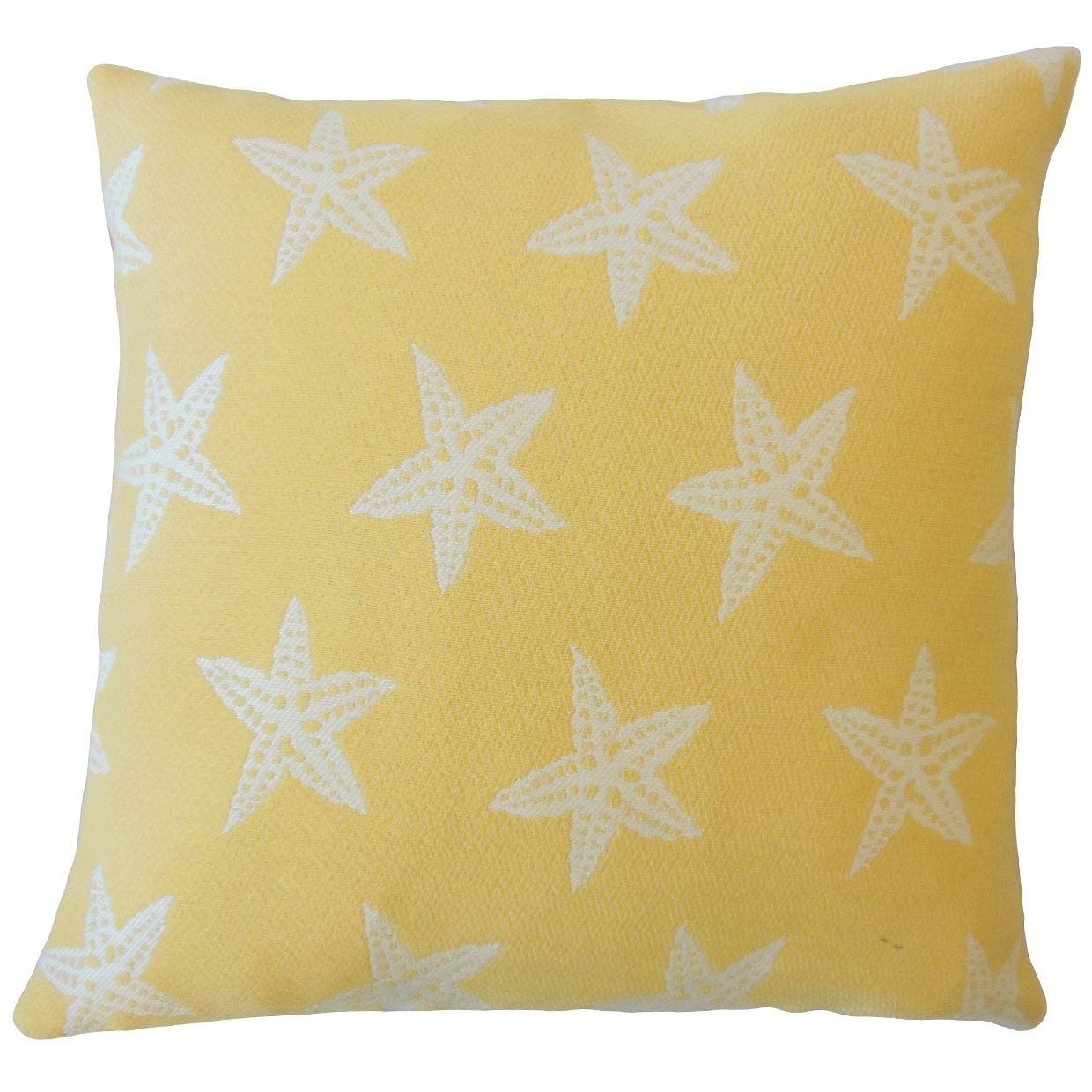 Premium Wilf Coastal Down Filled Throw Pillow - 22x22 Inches Sunshine Yellow - Soft Luxury Decorative Cushion for Sofa, Bed & Coastal Home Decor