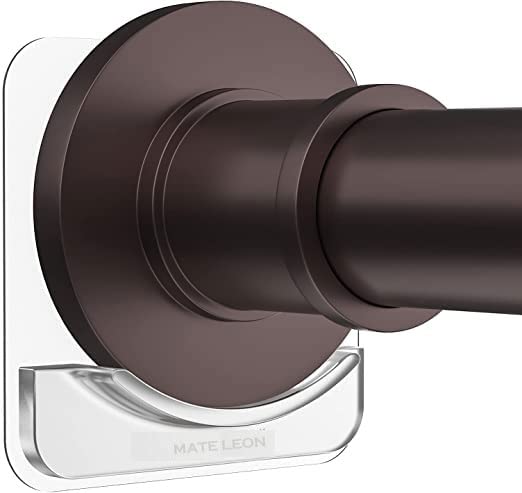Stainless Steel Shower Curtain Rod Holder Wall Mount - 2 Pack Clear Bathroom Pole Retainer Brackets with Adhesive & Screws for Easy Installation | Perfect for Small Bathrooms, Apartments & RVs | Durable Invisible Wall Mount Solution