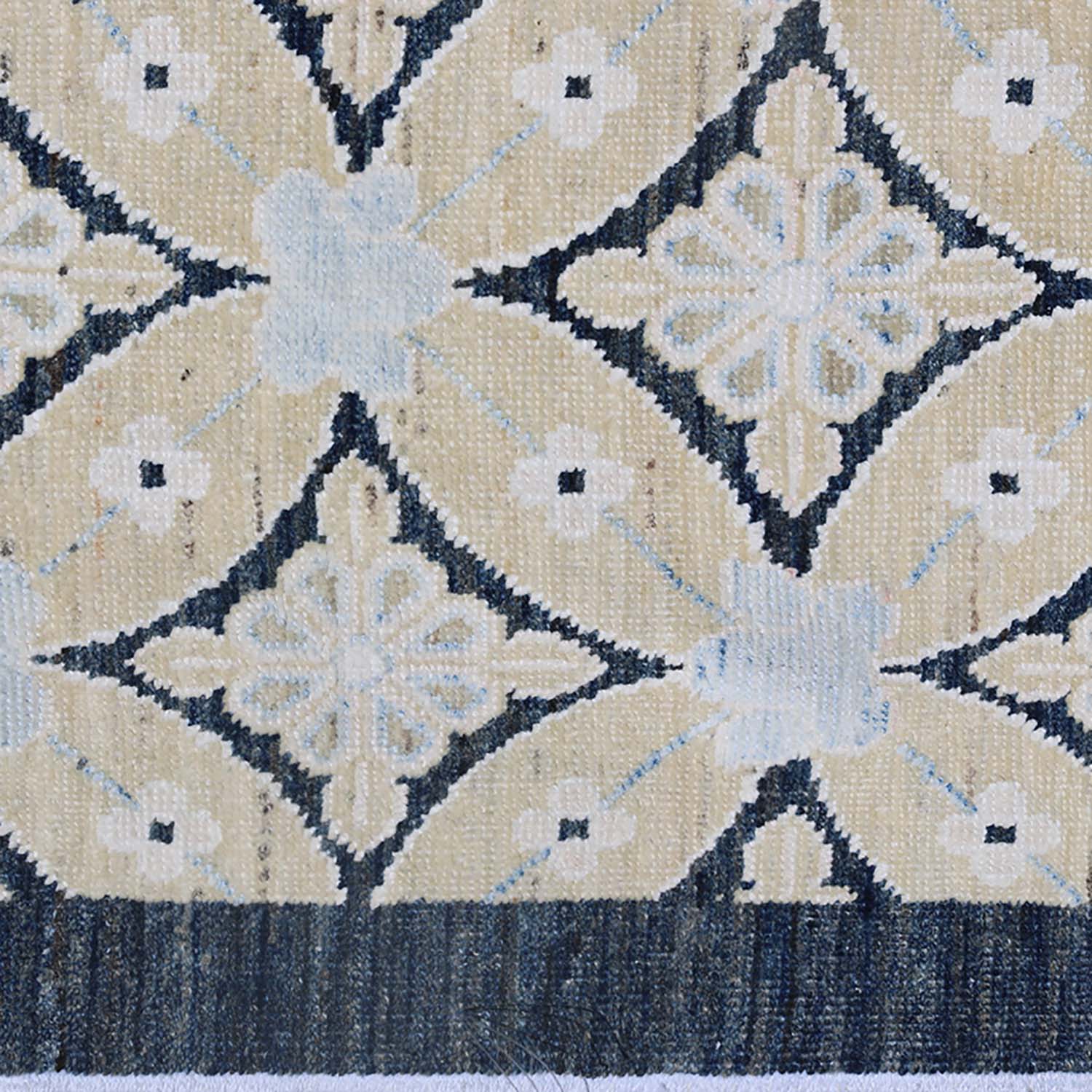 Blue Modern Wool Rug 9'1 x 12' - Soft & Durable Area Rug for Living Room, Bedroom, or Office Decor